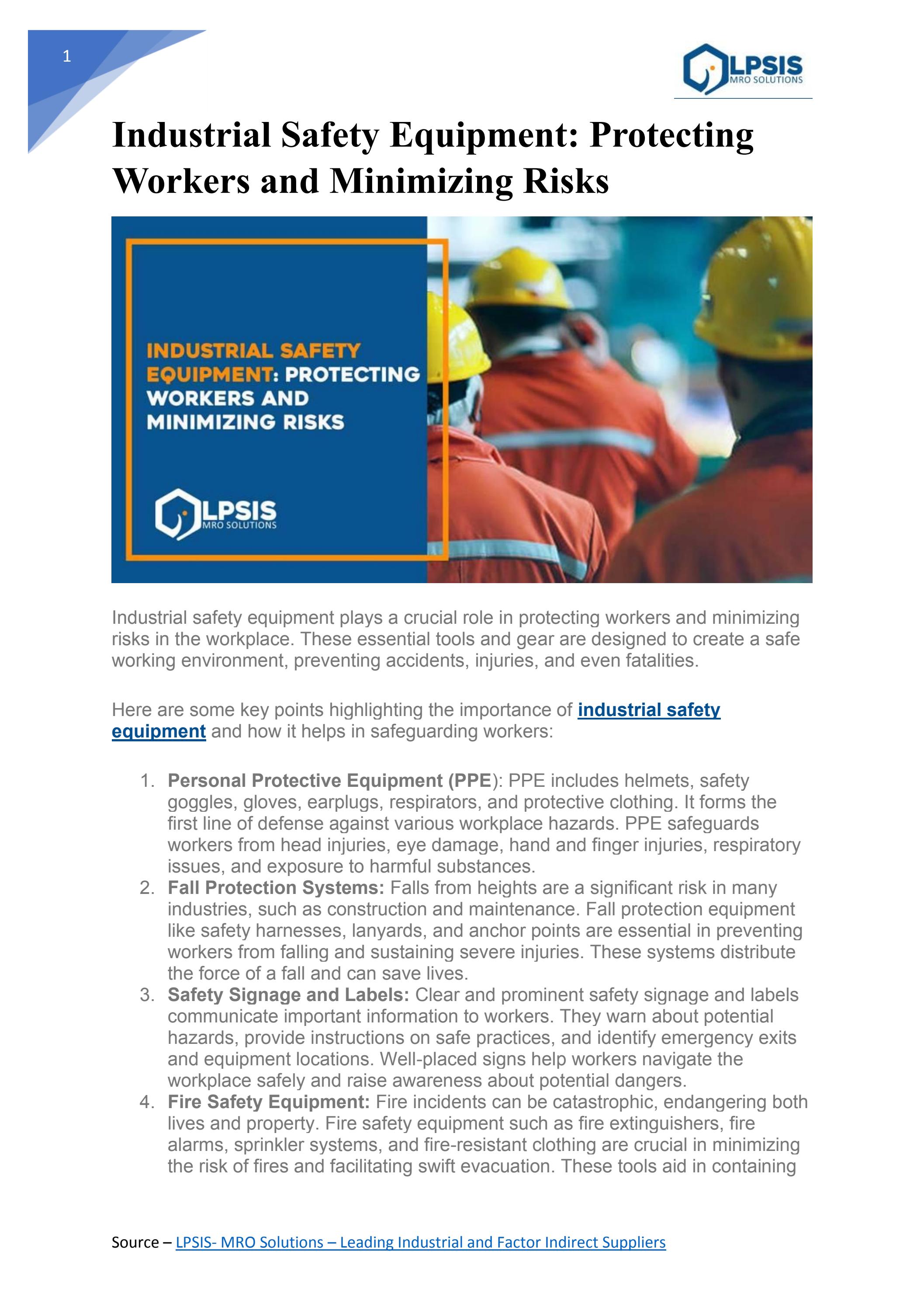 Industrial Safety Equipment Protecting Workers and Minimizing Risks by