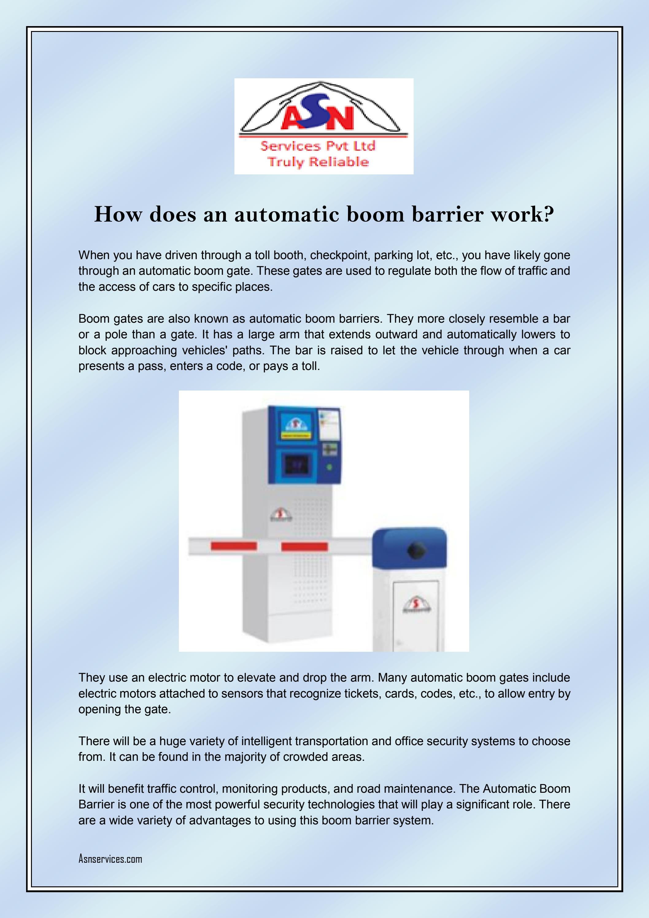 How does an automatic boom barrier work? by ASN SERVICES Issuu