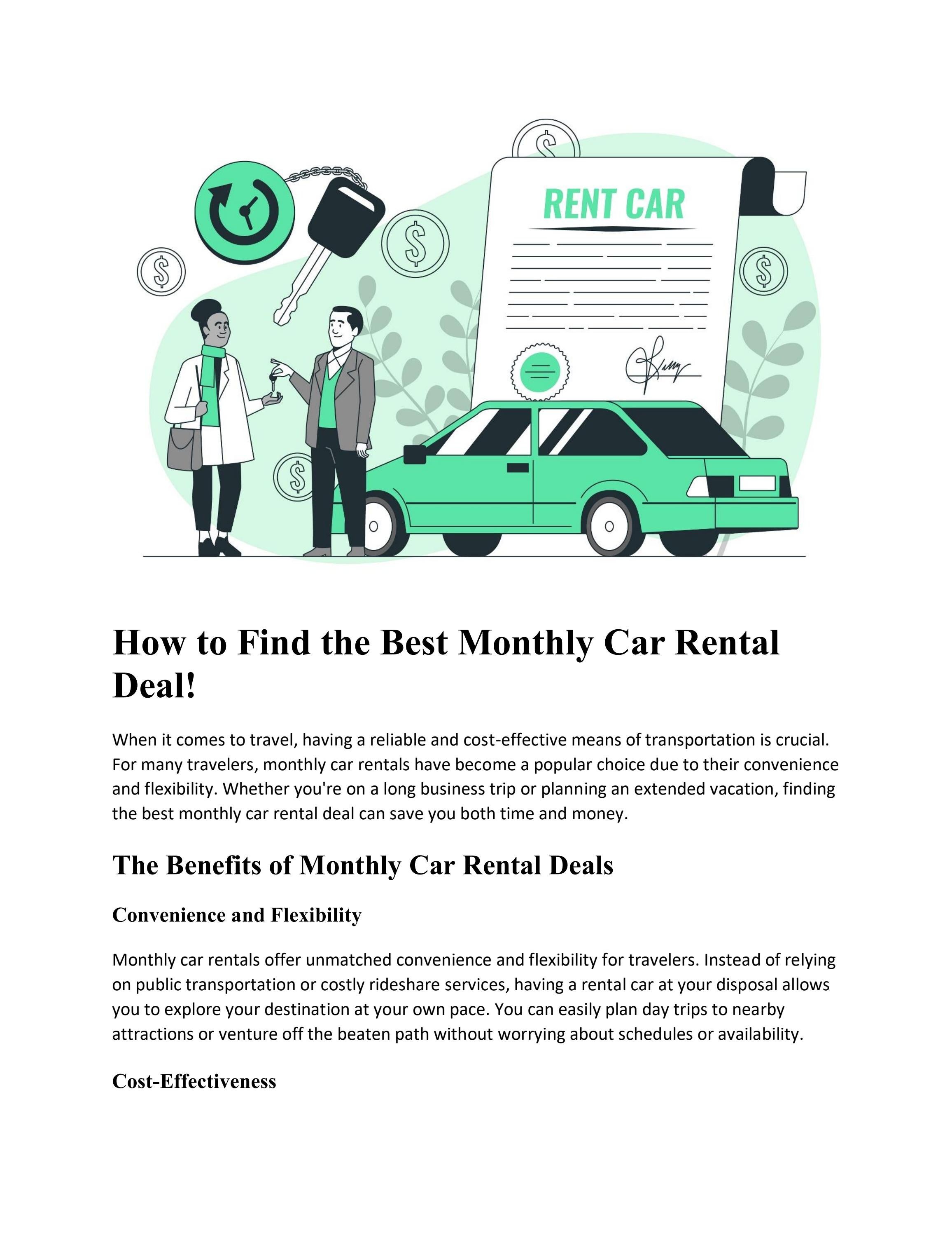 Monthly Car Rental Prices edu.svet.gob.gt