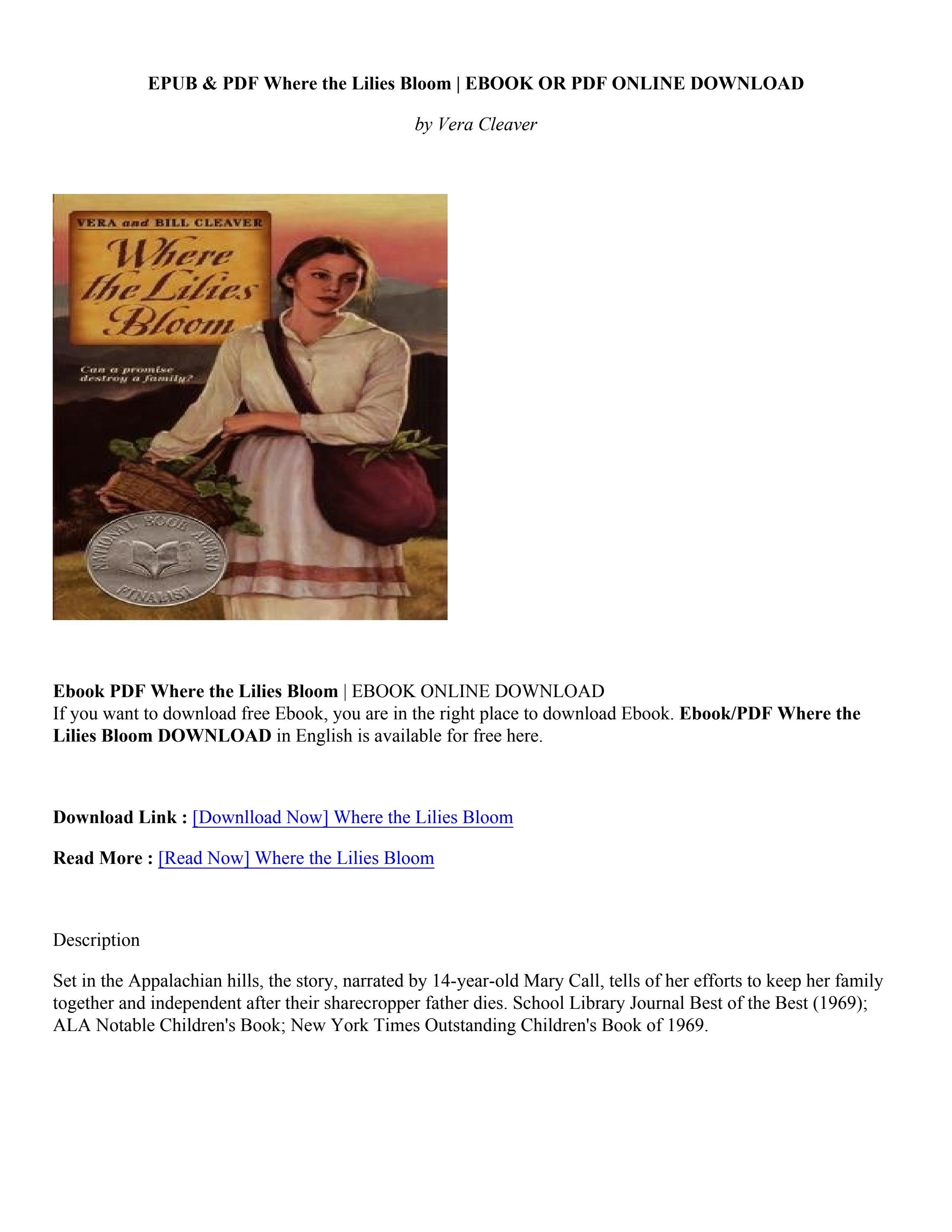 Download Book Where the Lilies Bloom Vera Cleaver by AncelinaDaoust