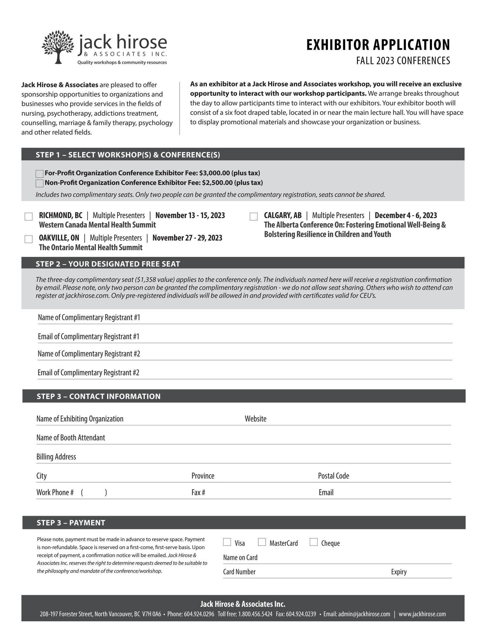 Example Conference Exhibitor Application Fall 2023 Exhibitor Application by jackhirose - Issuu