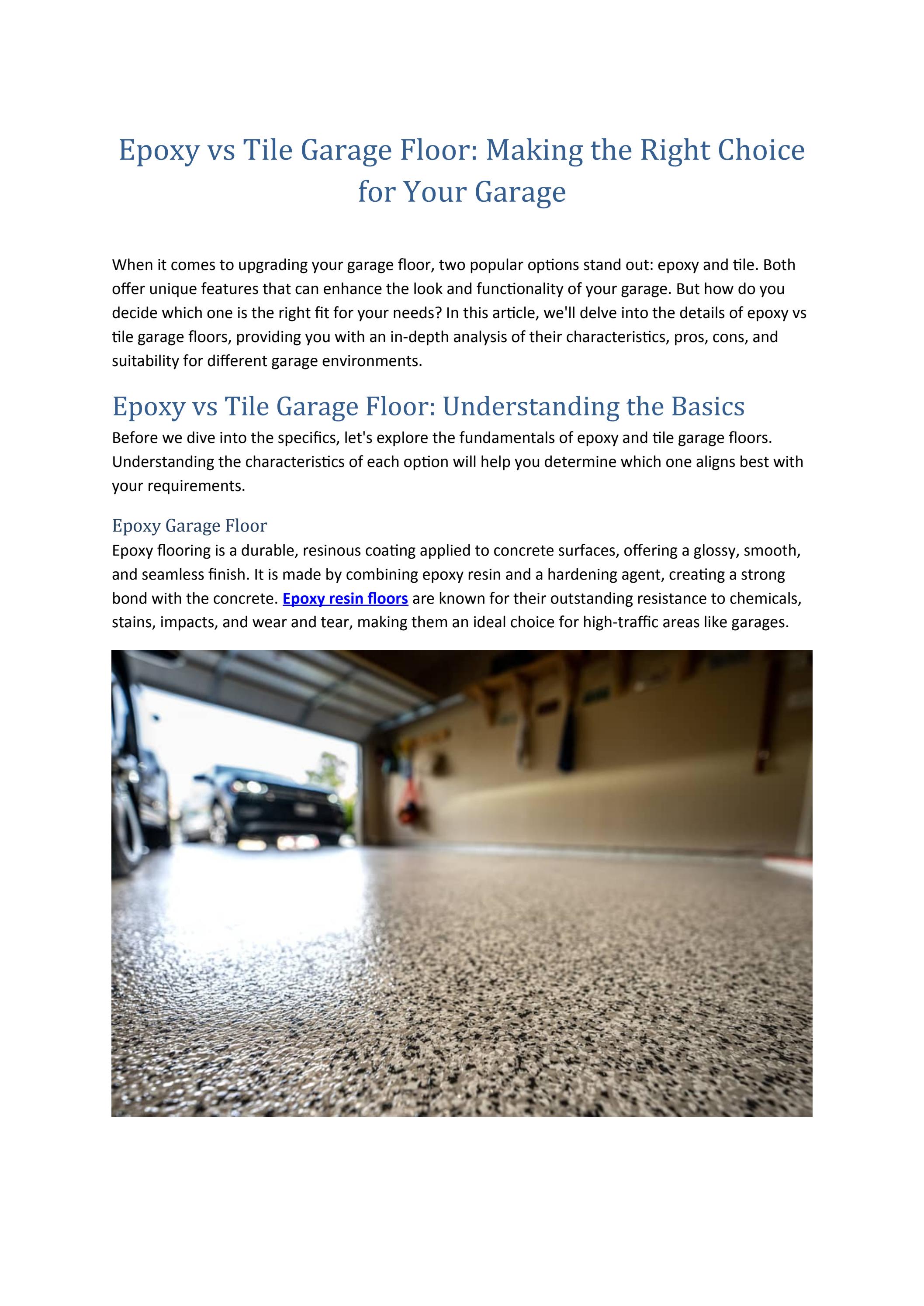Epoxy vs Tile Garage Floor Making the Right Choice for Your Garage by Dubai Vinyl flooring Issuu