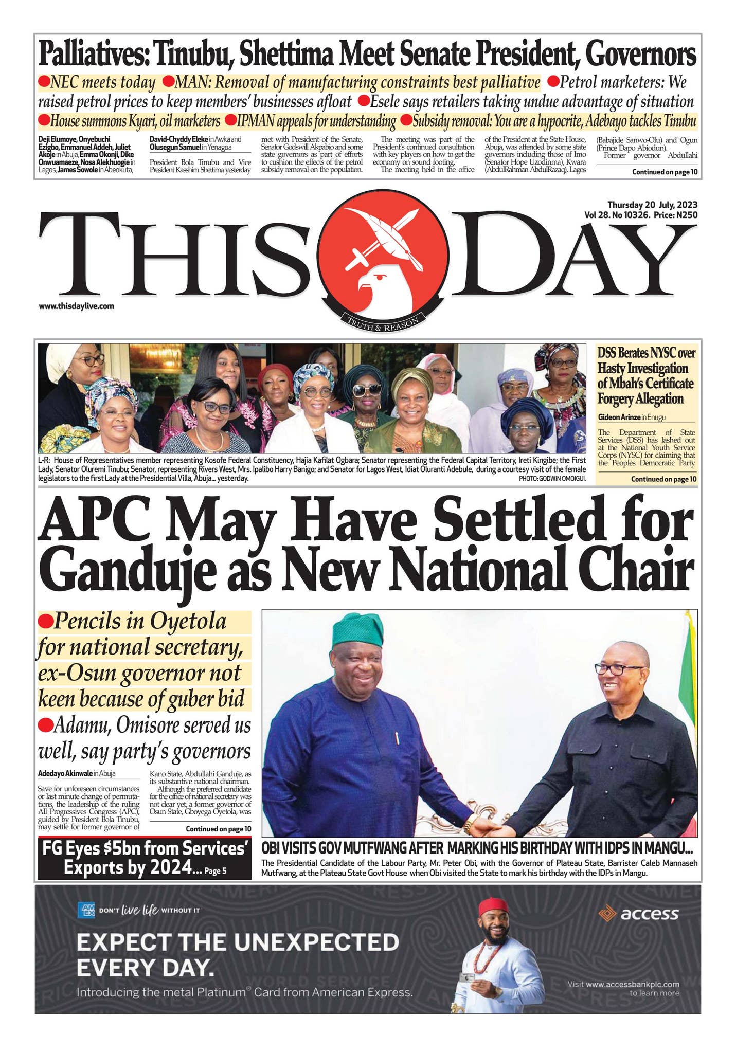 THURSDAY 20TH JULY 2023 by THISDAY Newspapers Ltd - Issuu