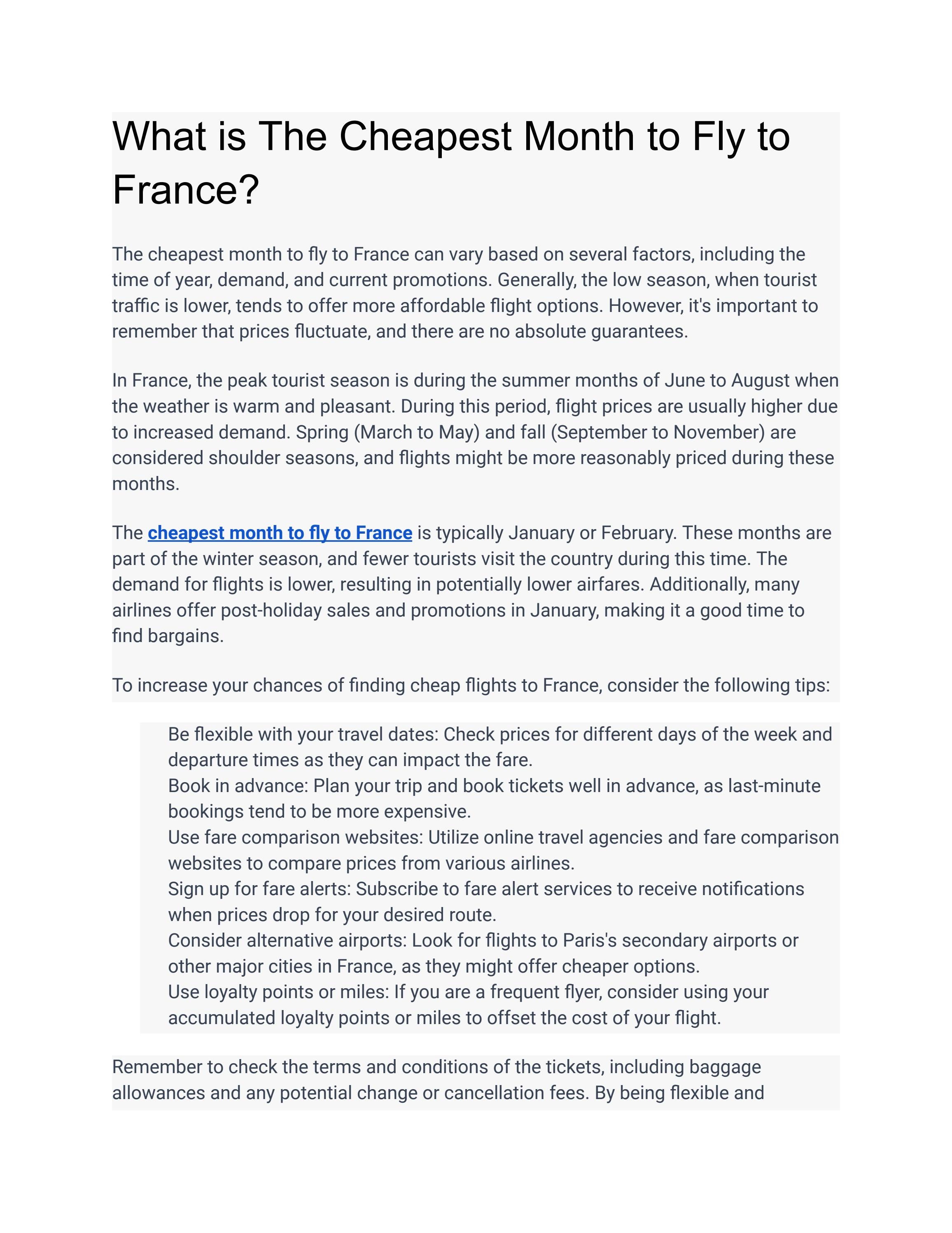 What is The Cheapest Month to Fly to France? by traveloblog Issuu