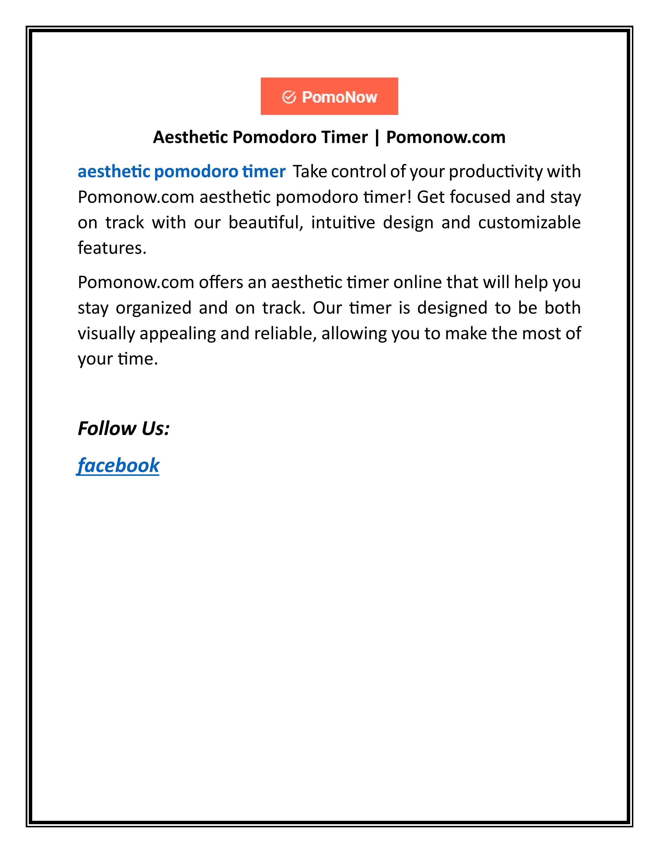 Aesthetic Pomodoro Timer | Pomonow.com by Pomo Now - Issuu