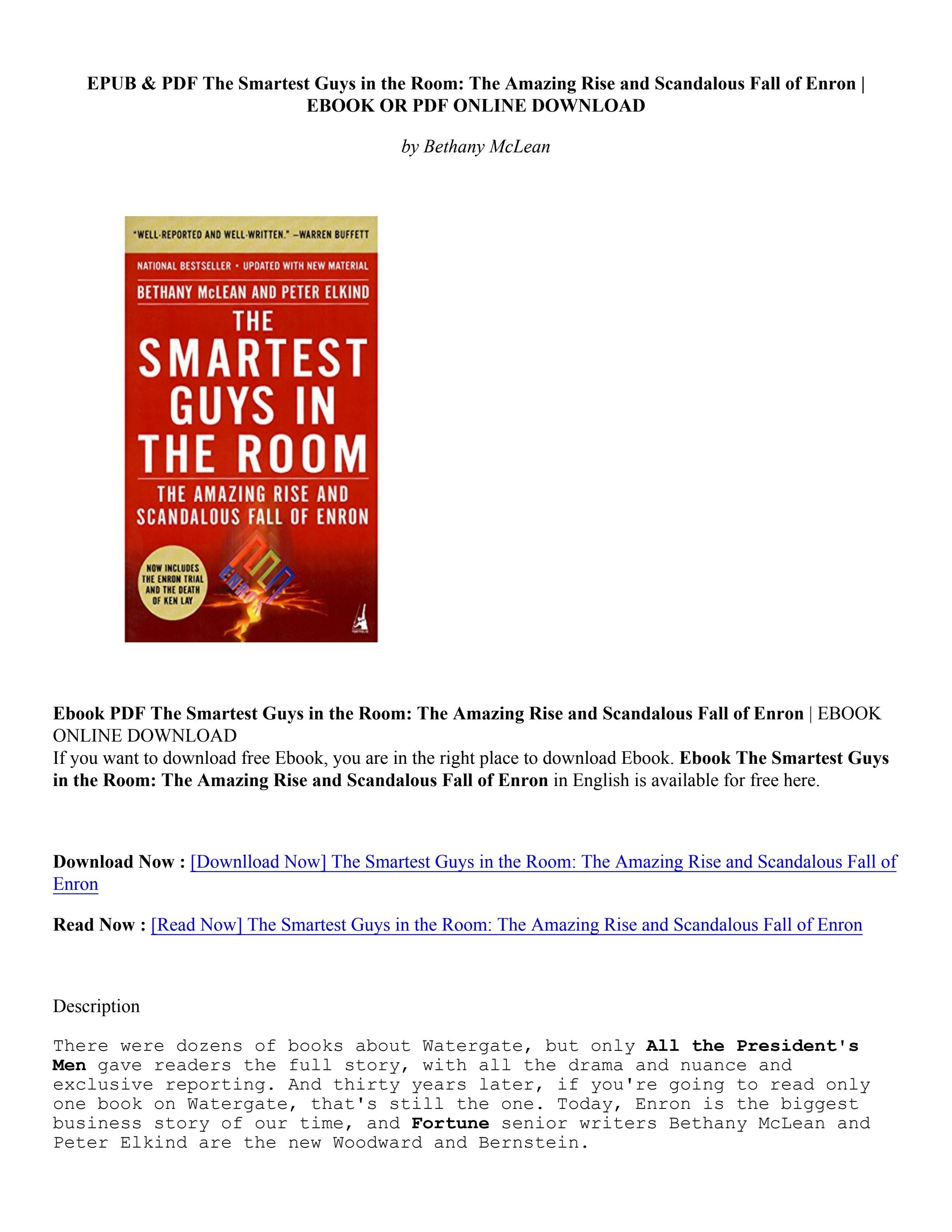 The Smartest Guys In The Room Summary [Download Book] The Smartest Guys in the Room: The Amazing Rise and