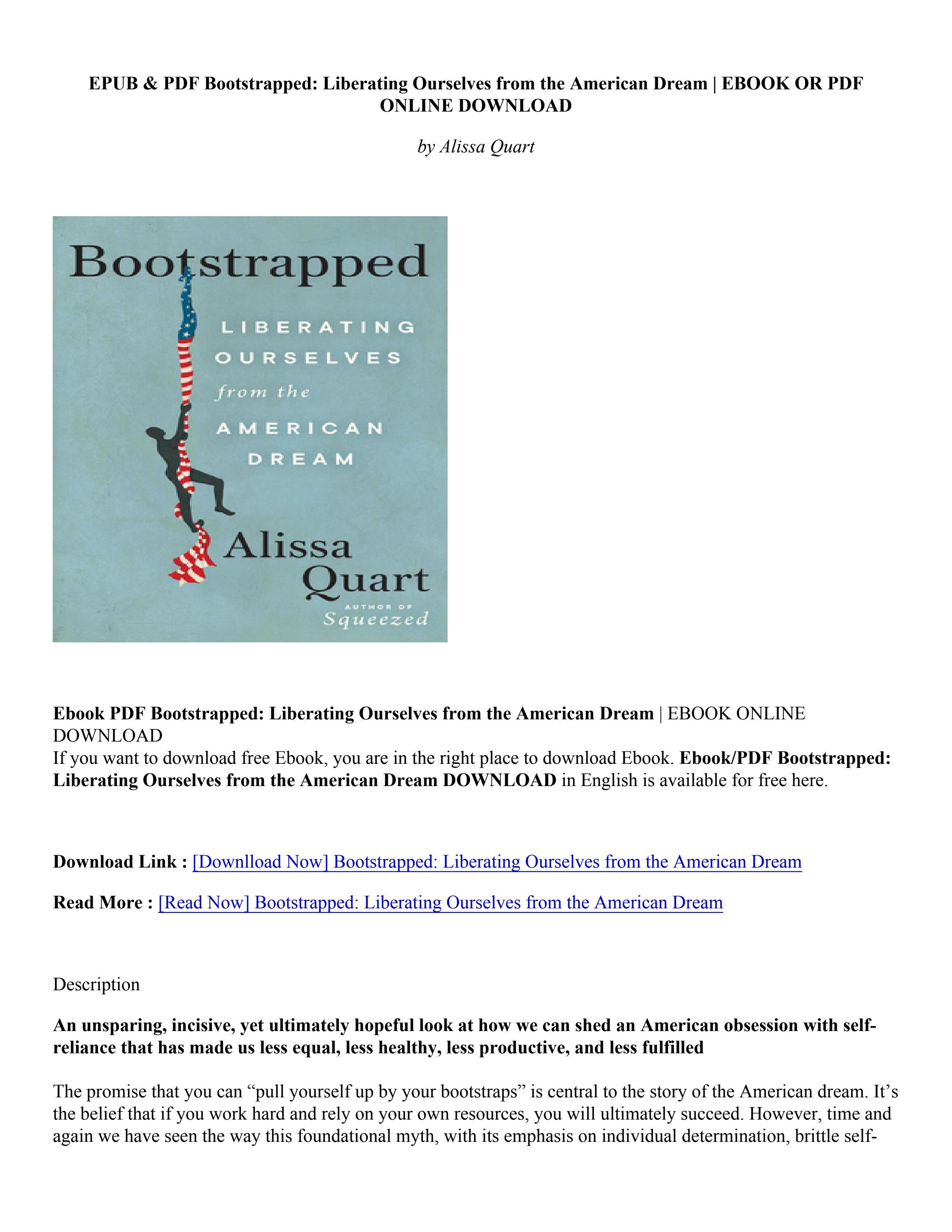 (Download) Bootstrapped Liberating Ourselves from the American Dream