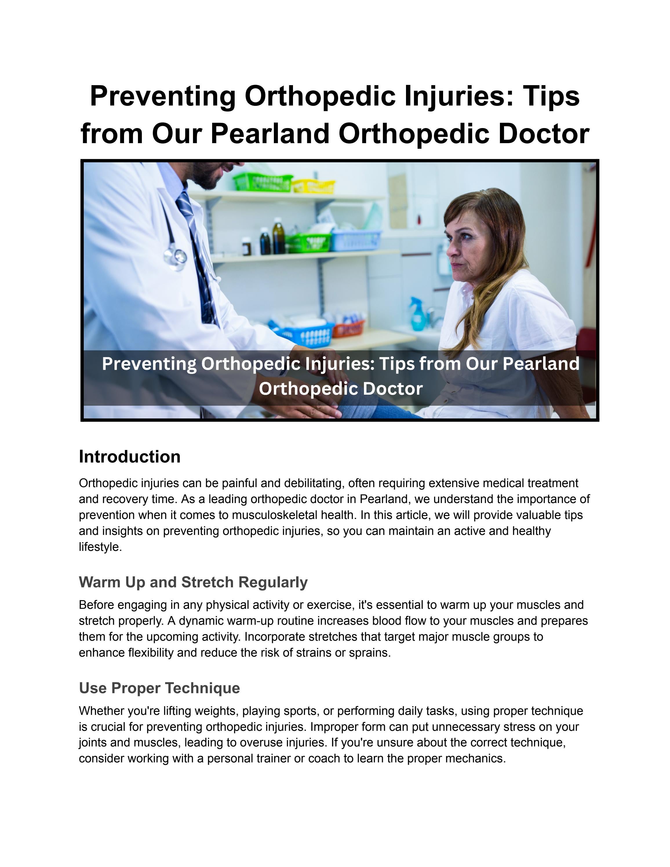 Preventing Orthopedic Injuries Tips from Our Pearland Orthopedic Doctor by Houston Hand and