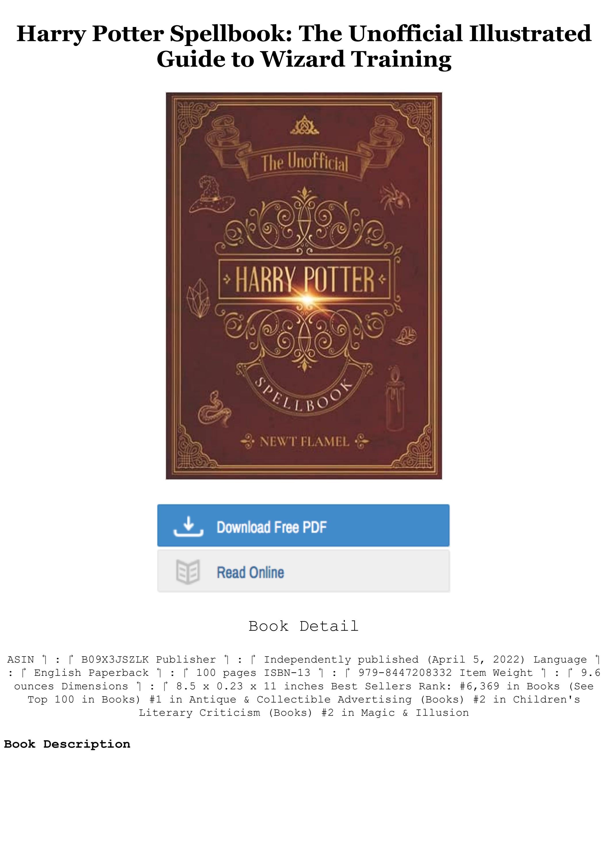 Read Book [PDF] Harry Potter Spellbook: The Unofficial Illustrated ...