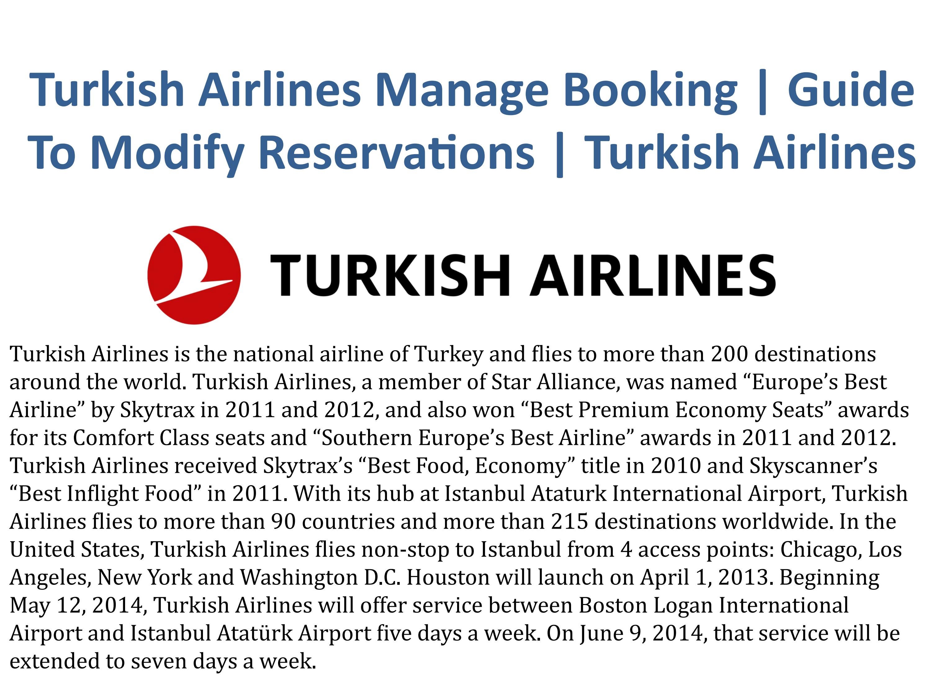 Turkish Airlines Manage Booking Guide To Modify Reservations by Nidhi