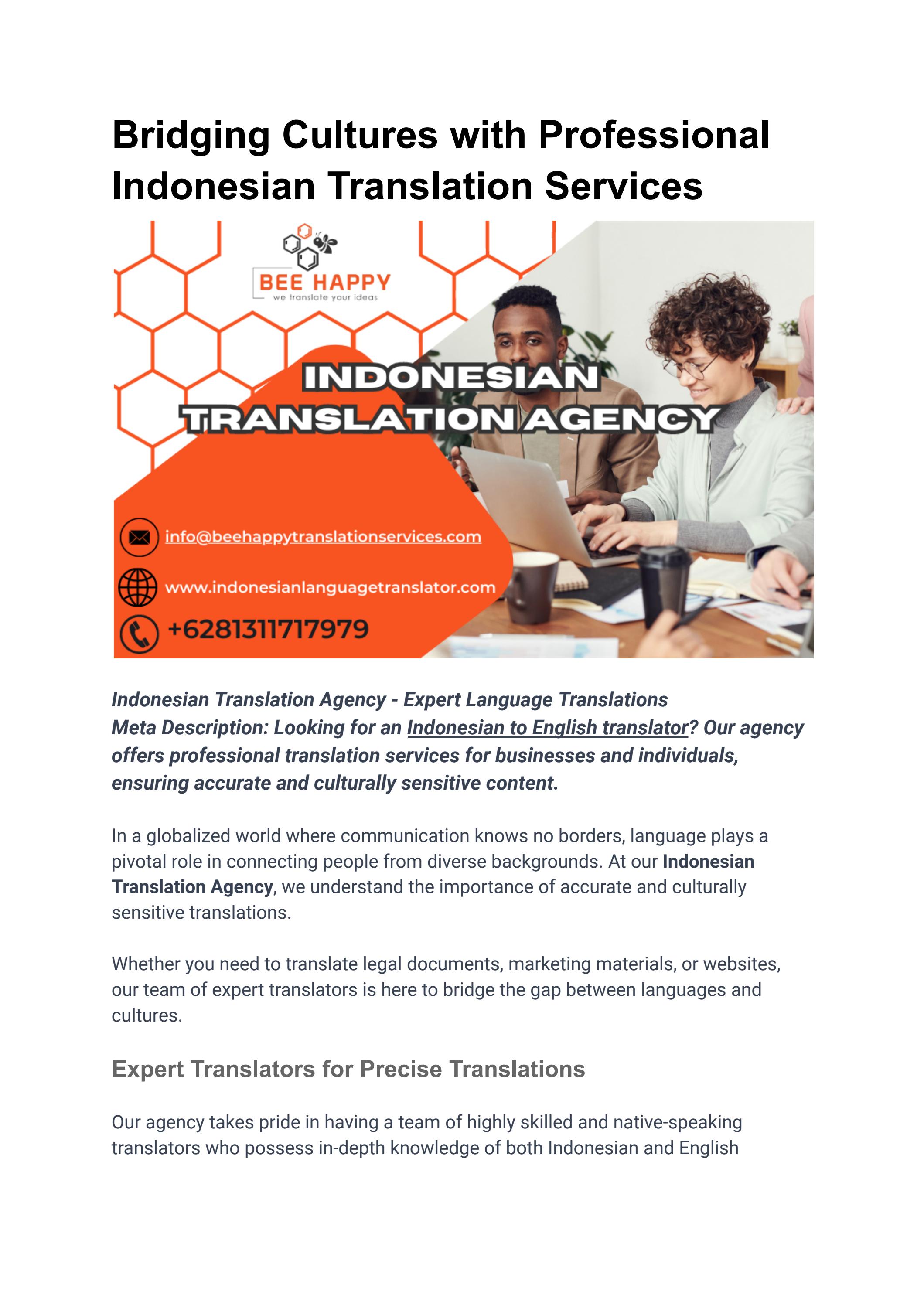 Expert Indonesian Translation Services by Tio Devika A Issuu