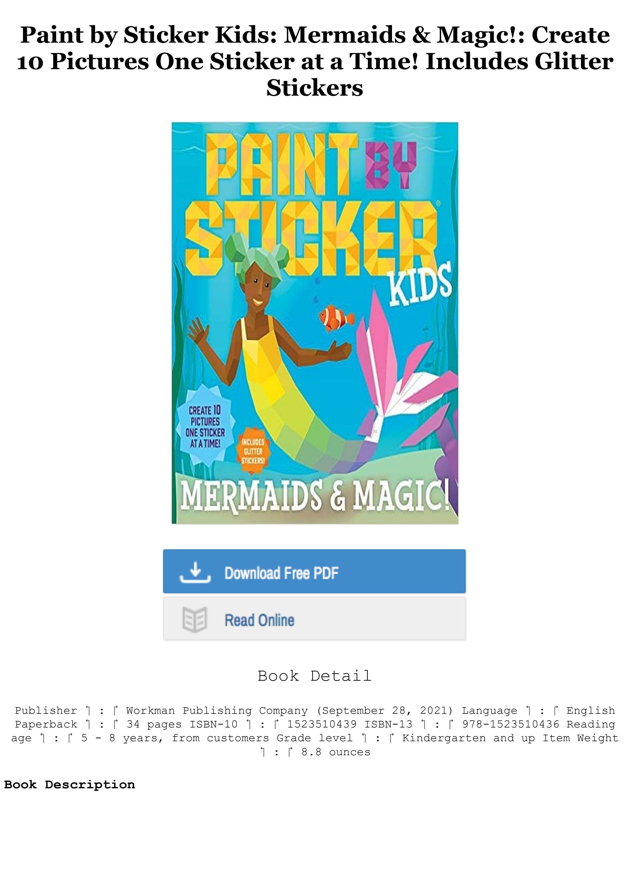 !PDF *EPub Paint by Sticker Kids Mermaids & Magic! Create 10