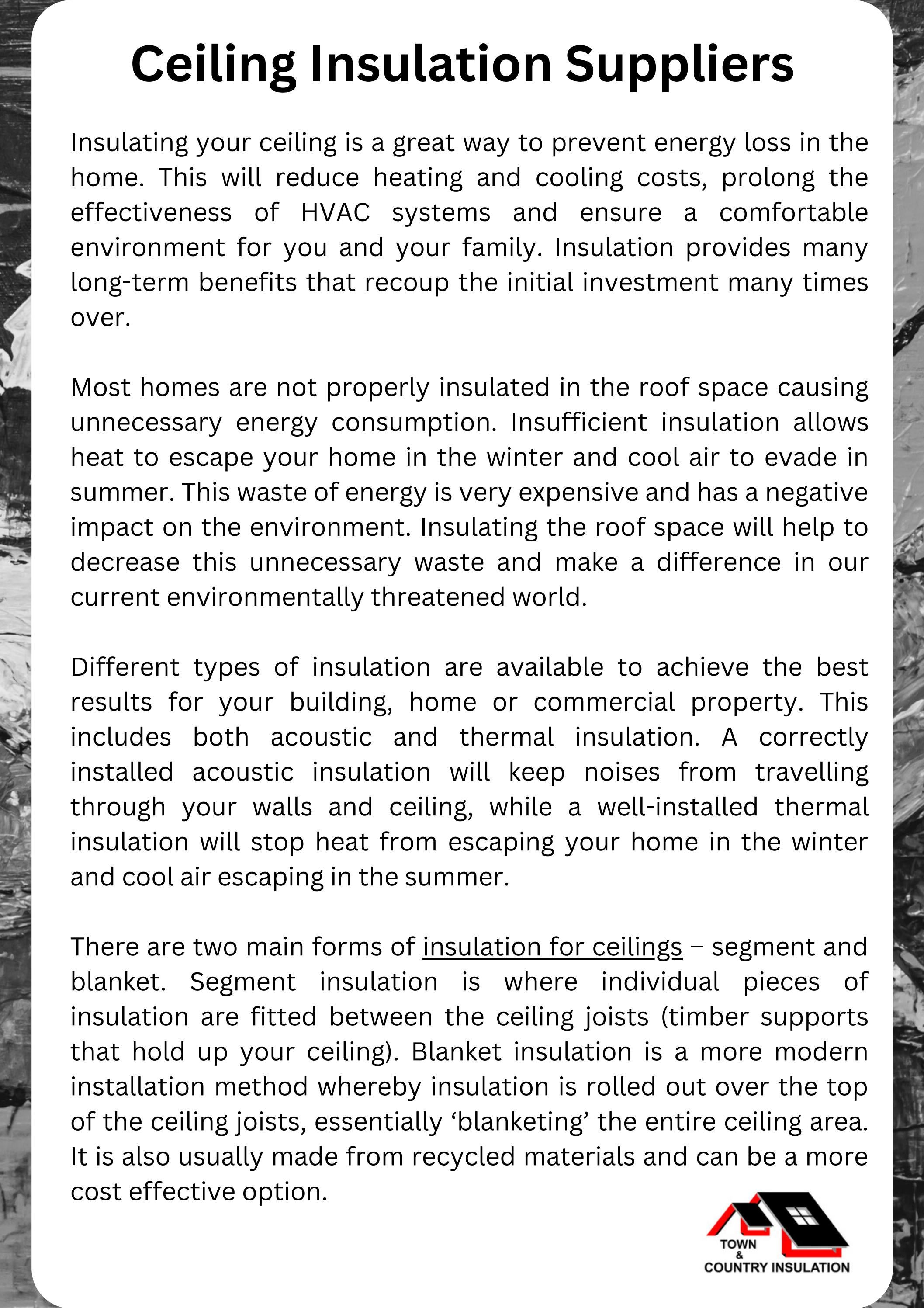 Ceiling Insulation Suppliers Town and Country Insulation by Town and