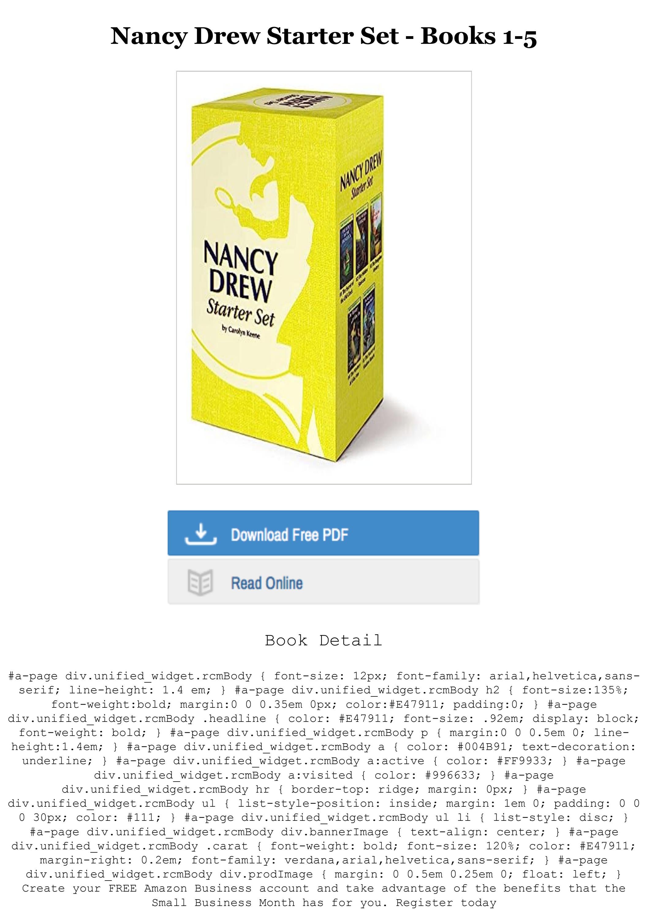 (BOOK$) Nancy Drew Starter Set - Books 1-5 Full Pages by ...