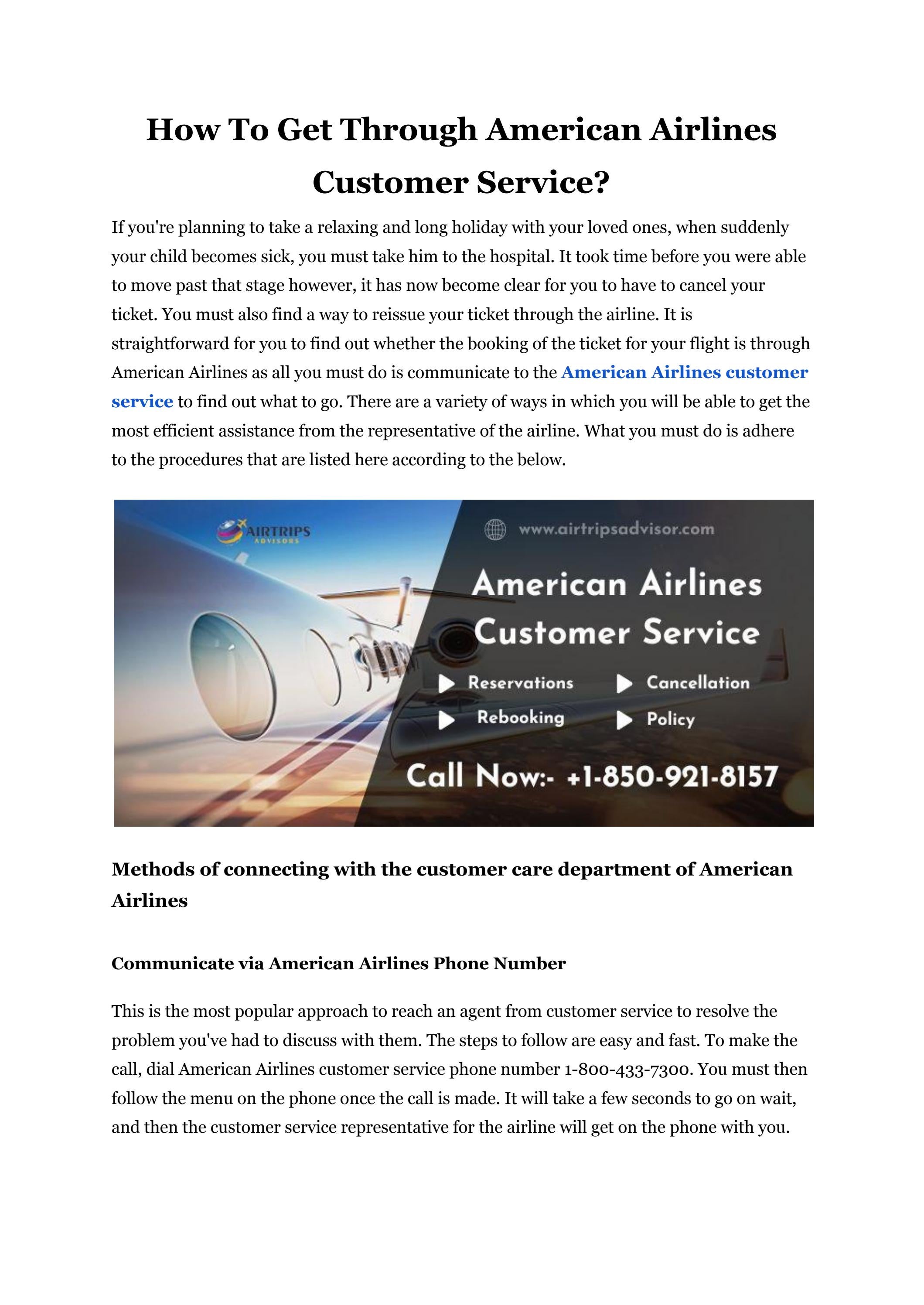 How To Get Through American Airlines Customer Service? by lanom61023
