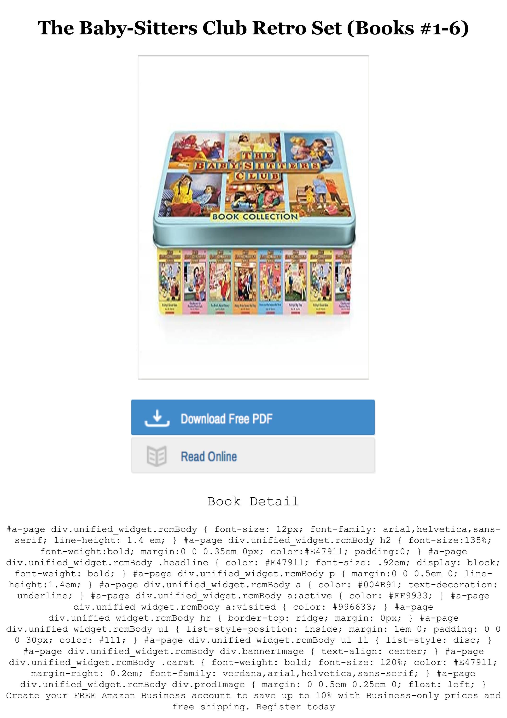 BEST PDF The BabySitters Club Retro Set (Books 16) Full AudioBook by ampamkha Issuu