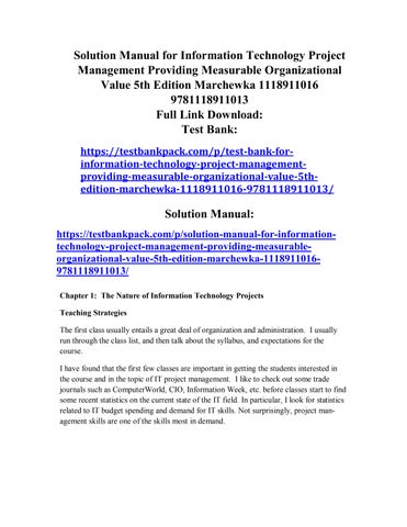 Information technology project management providing measurable ...