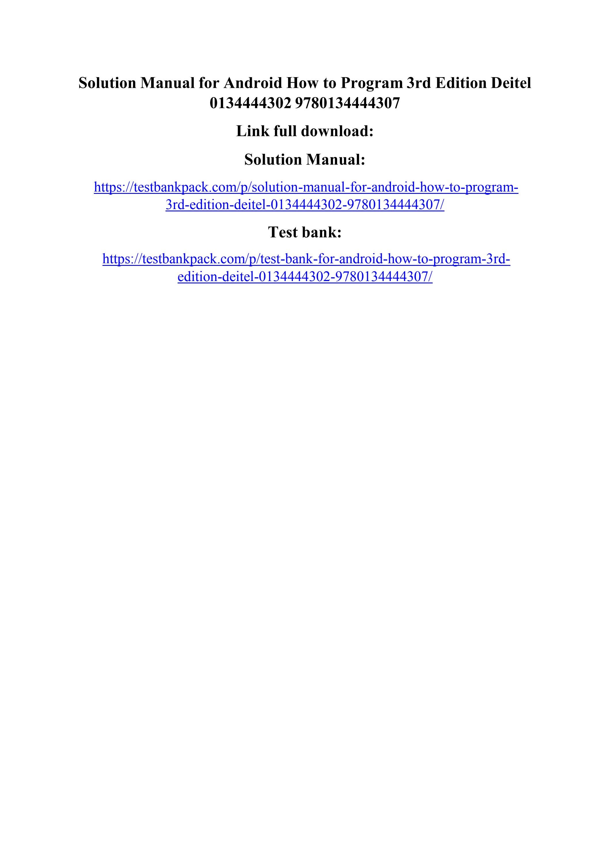 Solution manual for android how to program 3rd edition deitel ...