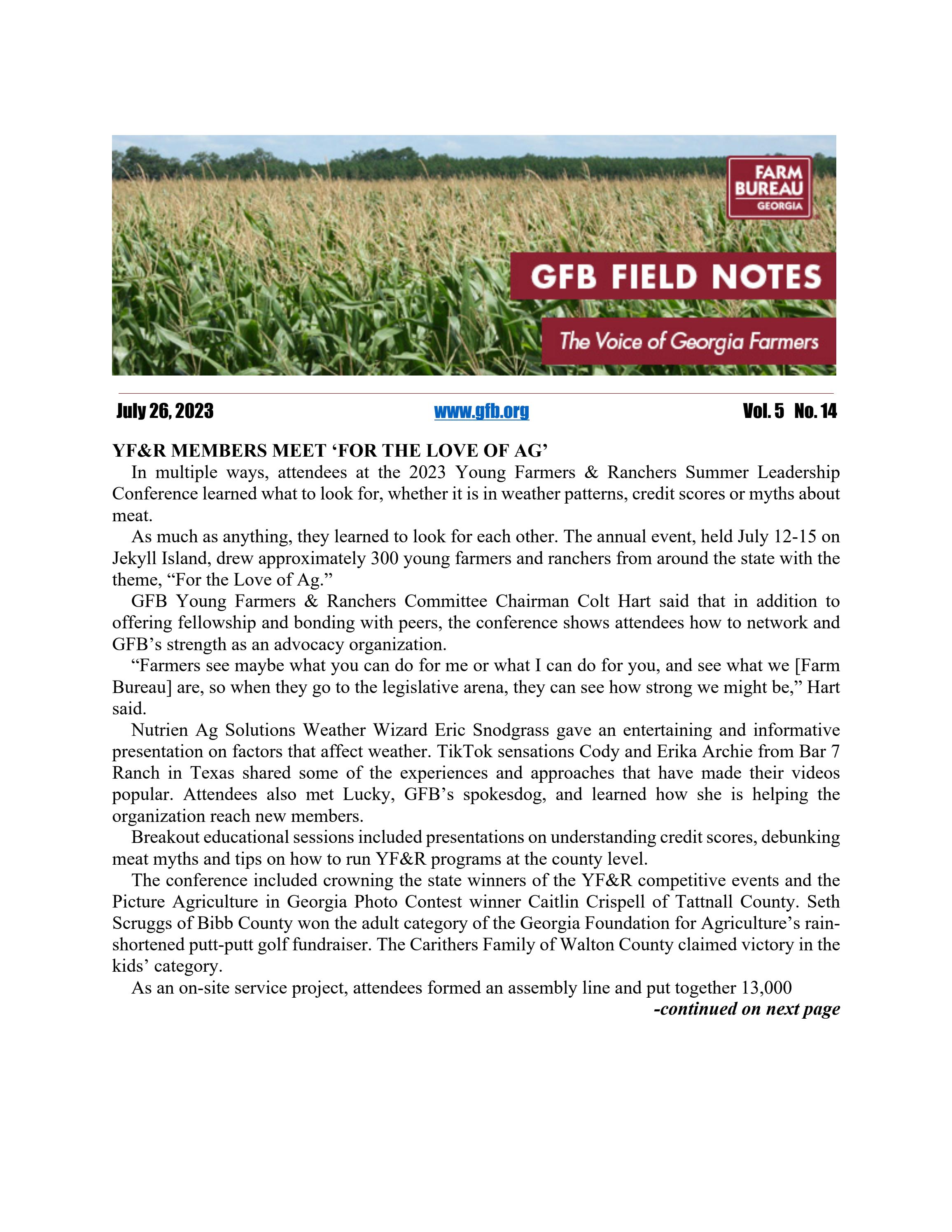 Georgia Farm Bureau's July 26 Field Notes by Georgia Farm Bureau - Issuu
