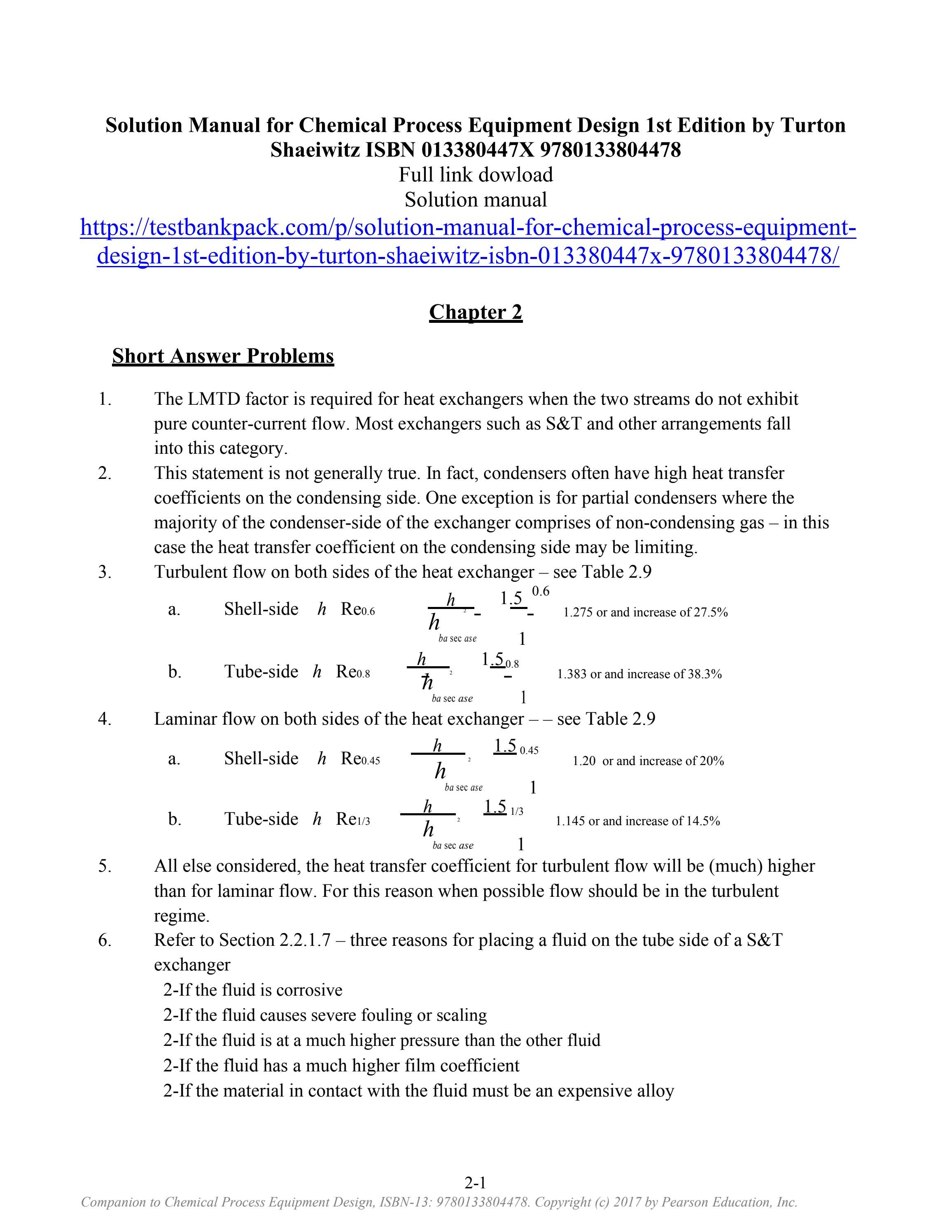 Solution manual for chemical process equipment design 1st edition by ...