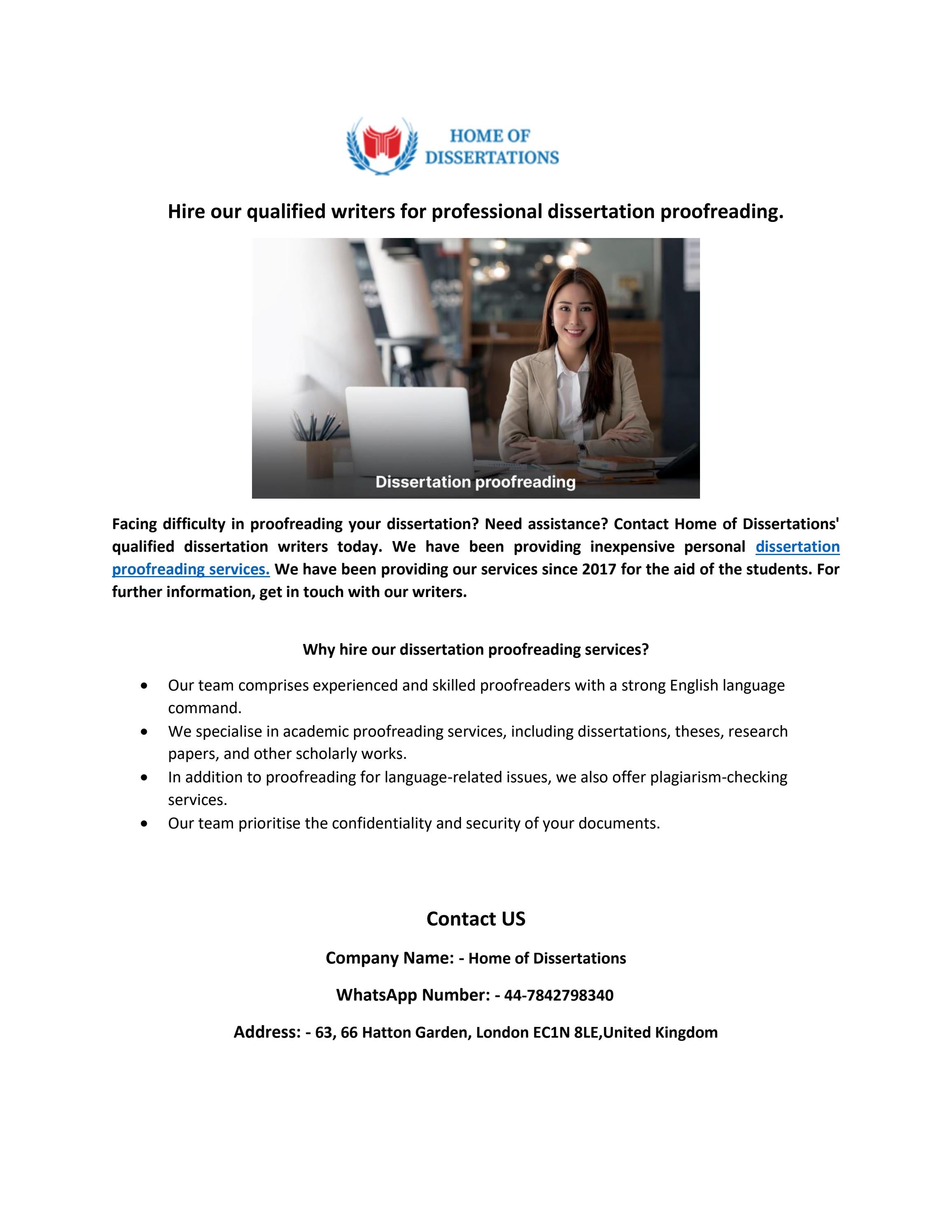 Hire our qualified writers for professional dissertation proofreading ...