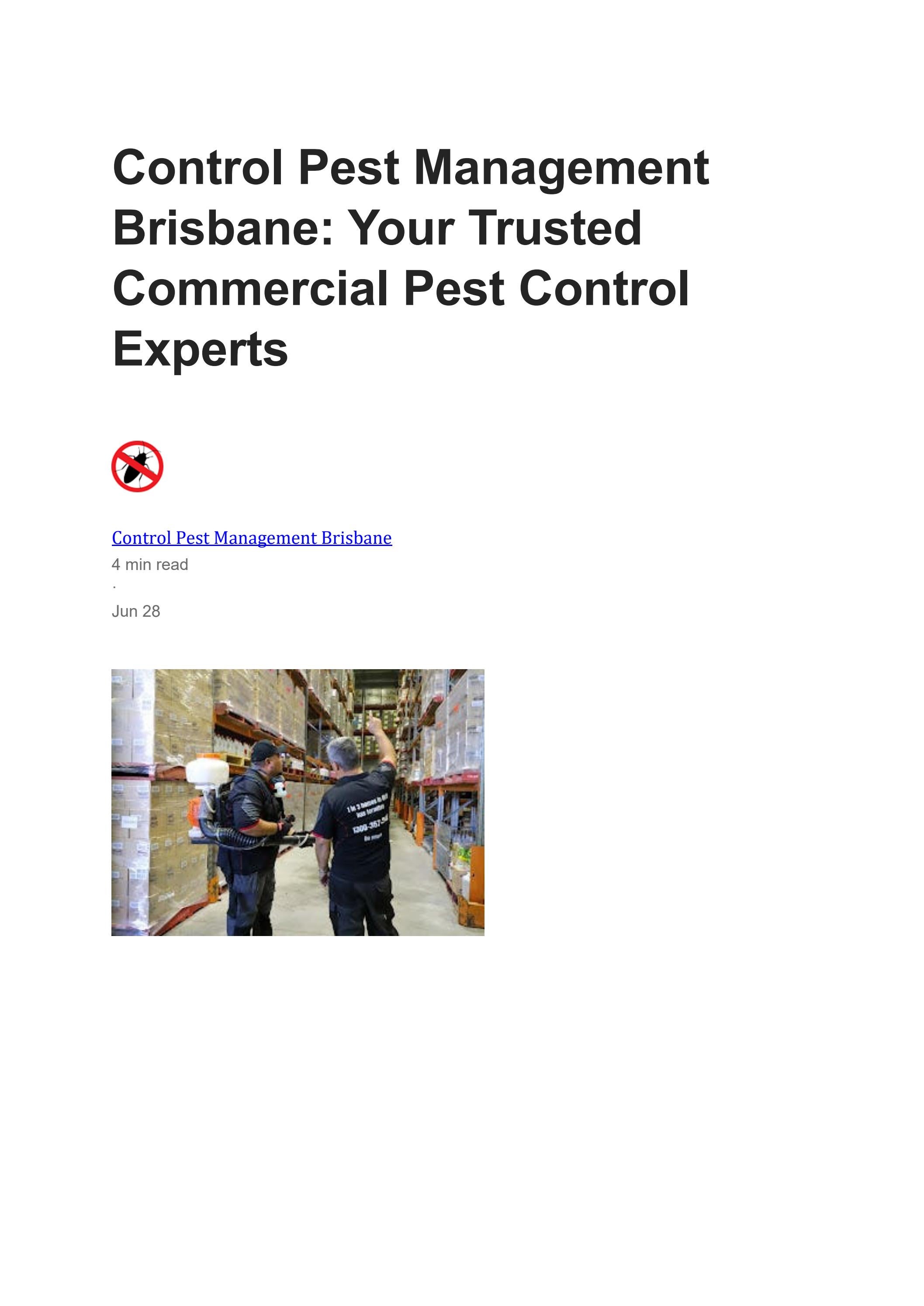 Control Pest Management Brisbane Your Trusted Commercial Pest Control