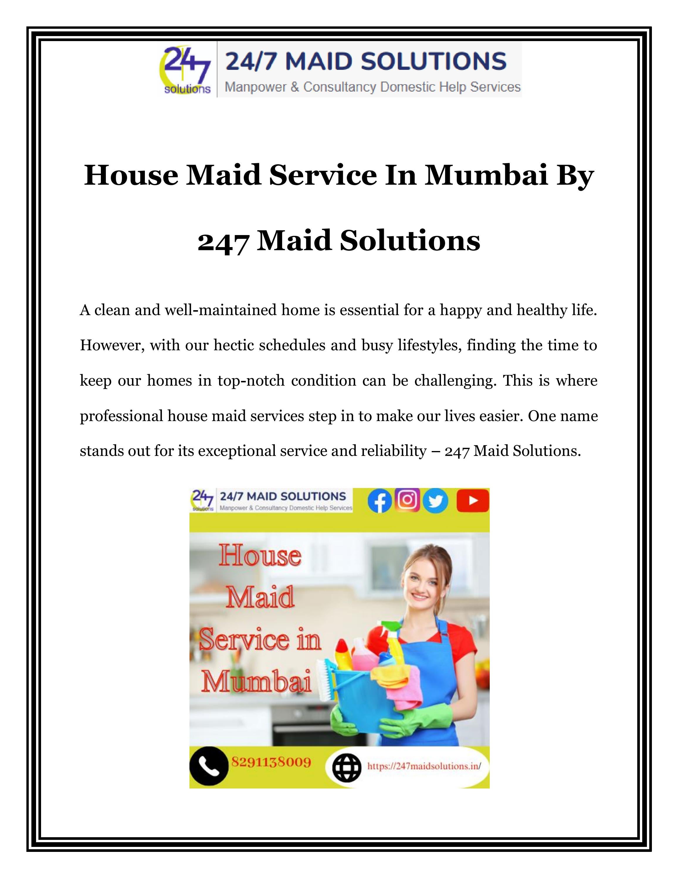 House Maid Service in Mumbai Call8291138009 by 247 Maid Solutions Issuu