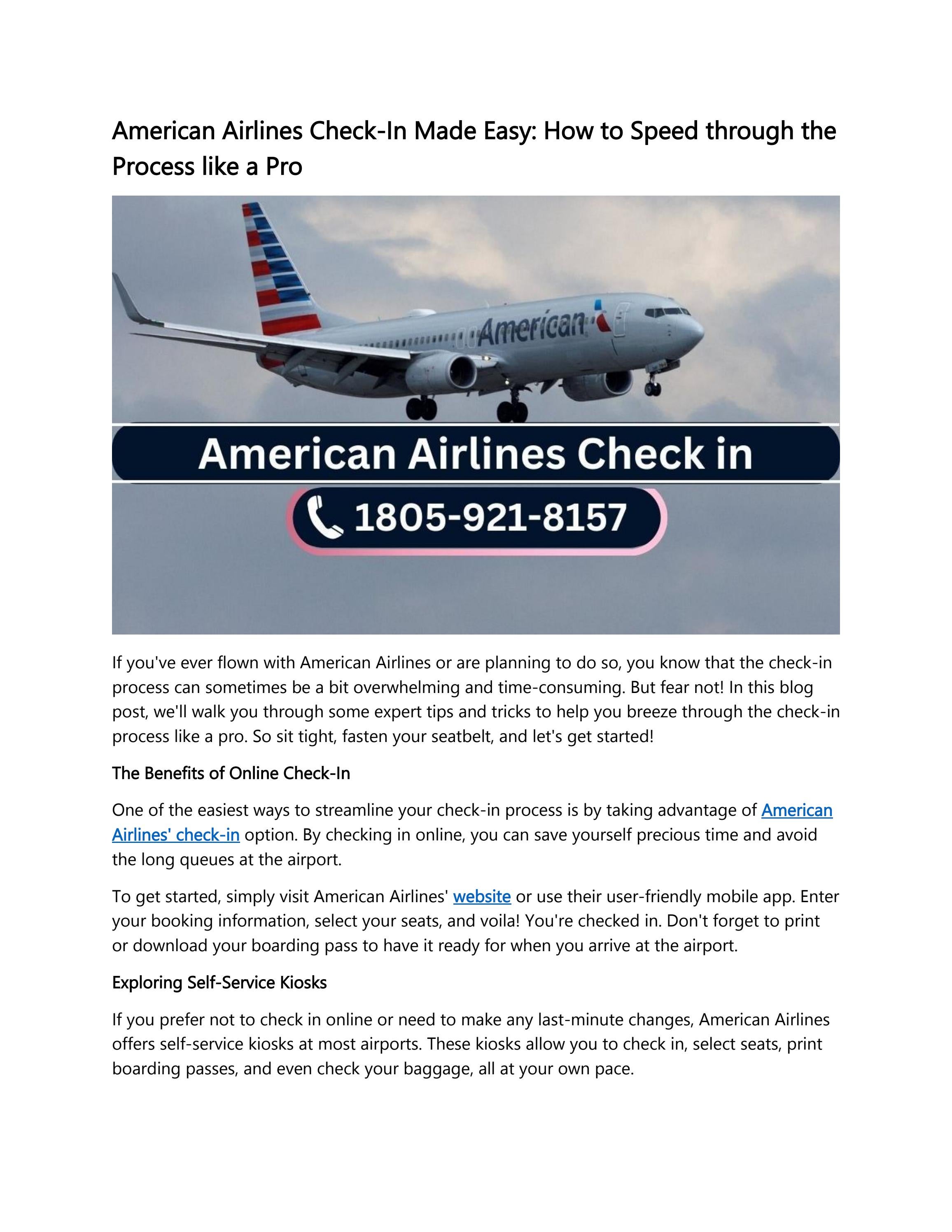 American Airlines CheckIn Made Easy How to Speed through the Process