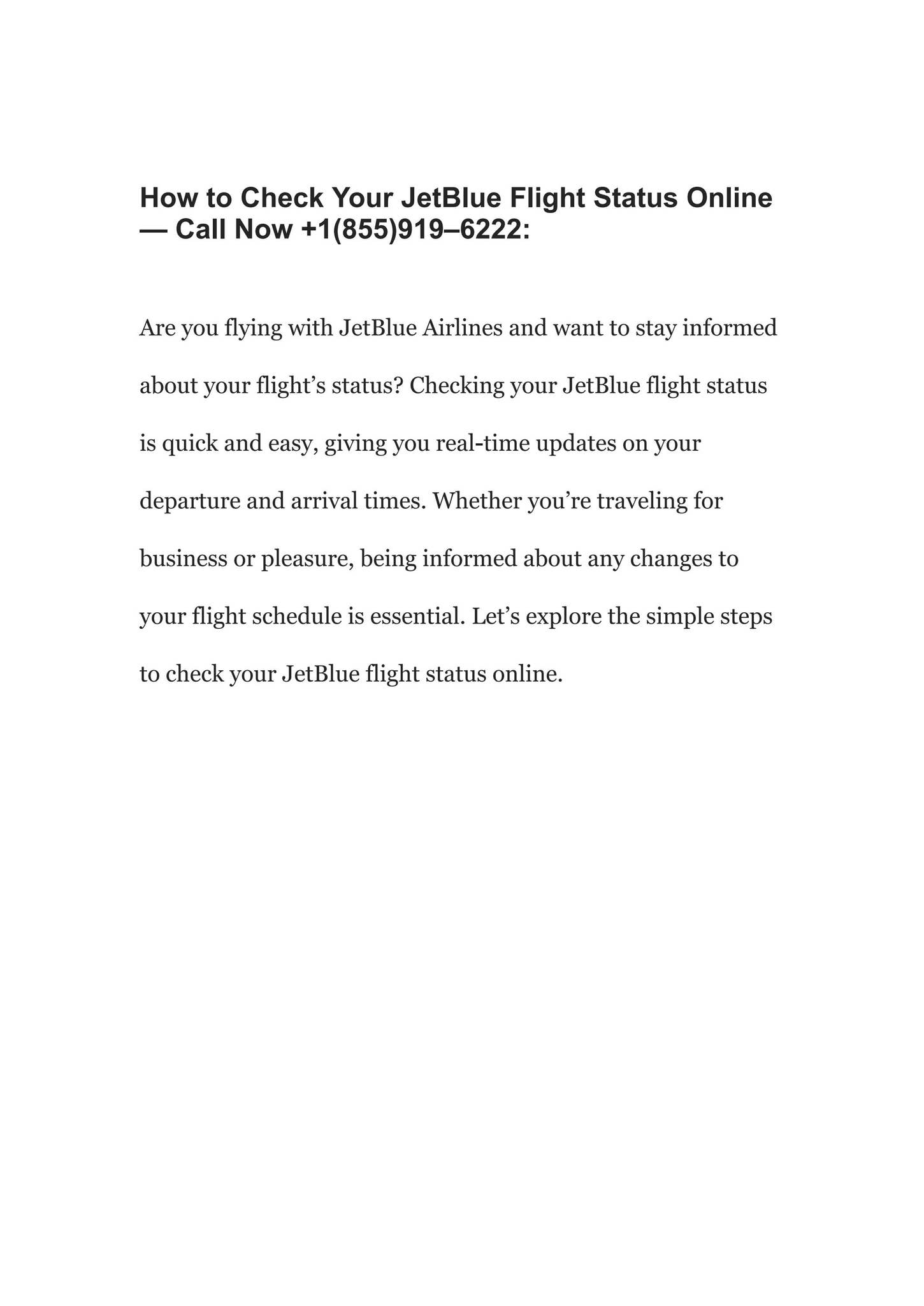 Check Your JetBlue Flight Status Online — Call Now by bellasmith21 Issuu