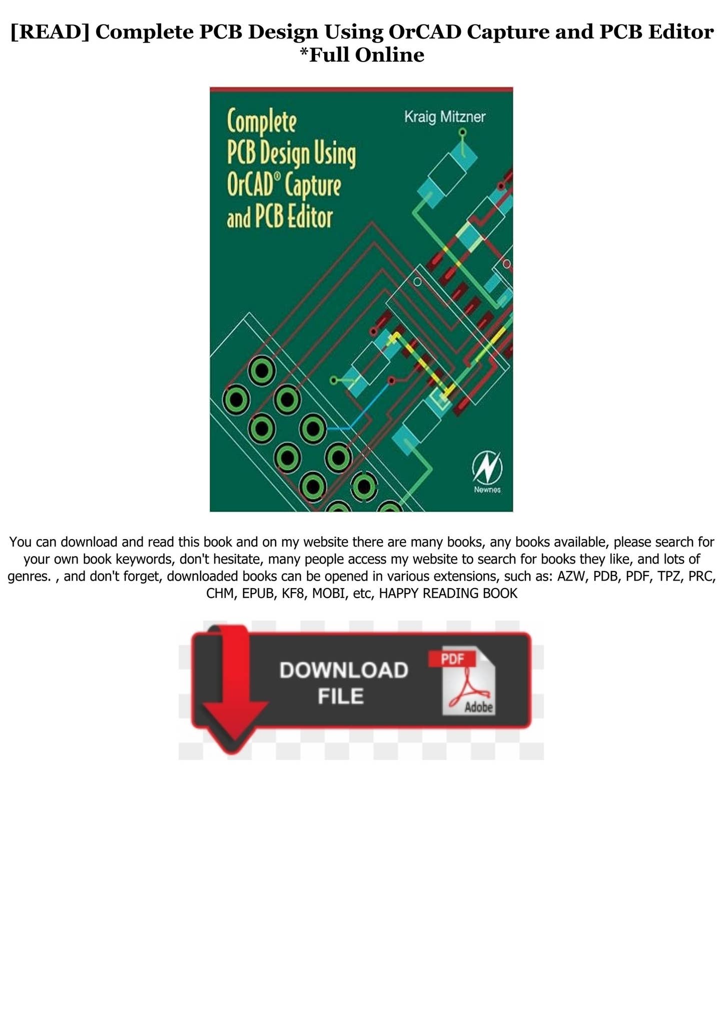 [DOWNLOAD] Complete PCB Design Using OrCAD Capture and PCB Editor Full