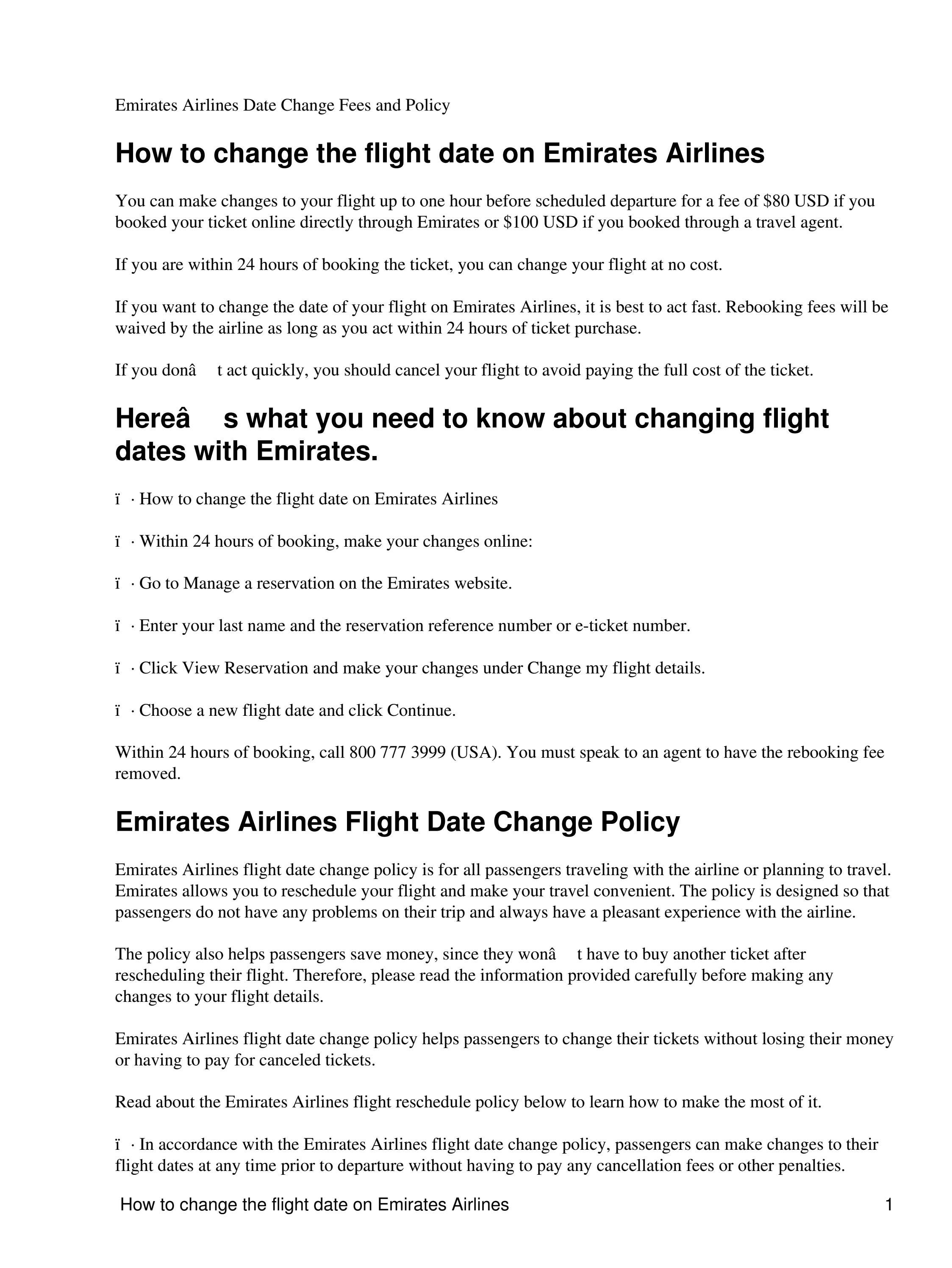 Emirates Airlines Date Change Fees And Policy By Amyy1 Issuu