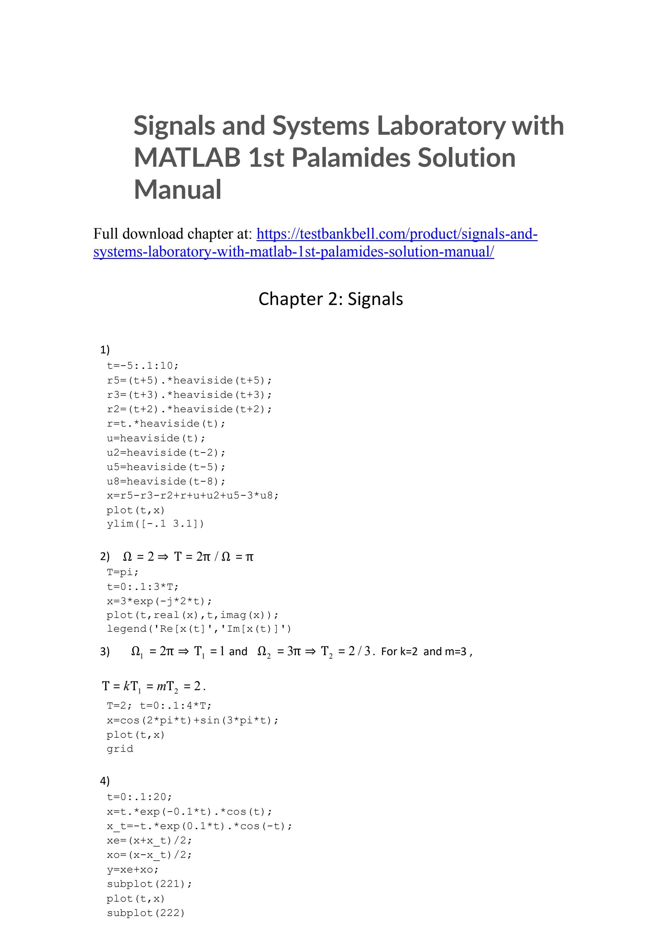 Signals and systems laboratory with matlab 1st palamides solution ...