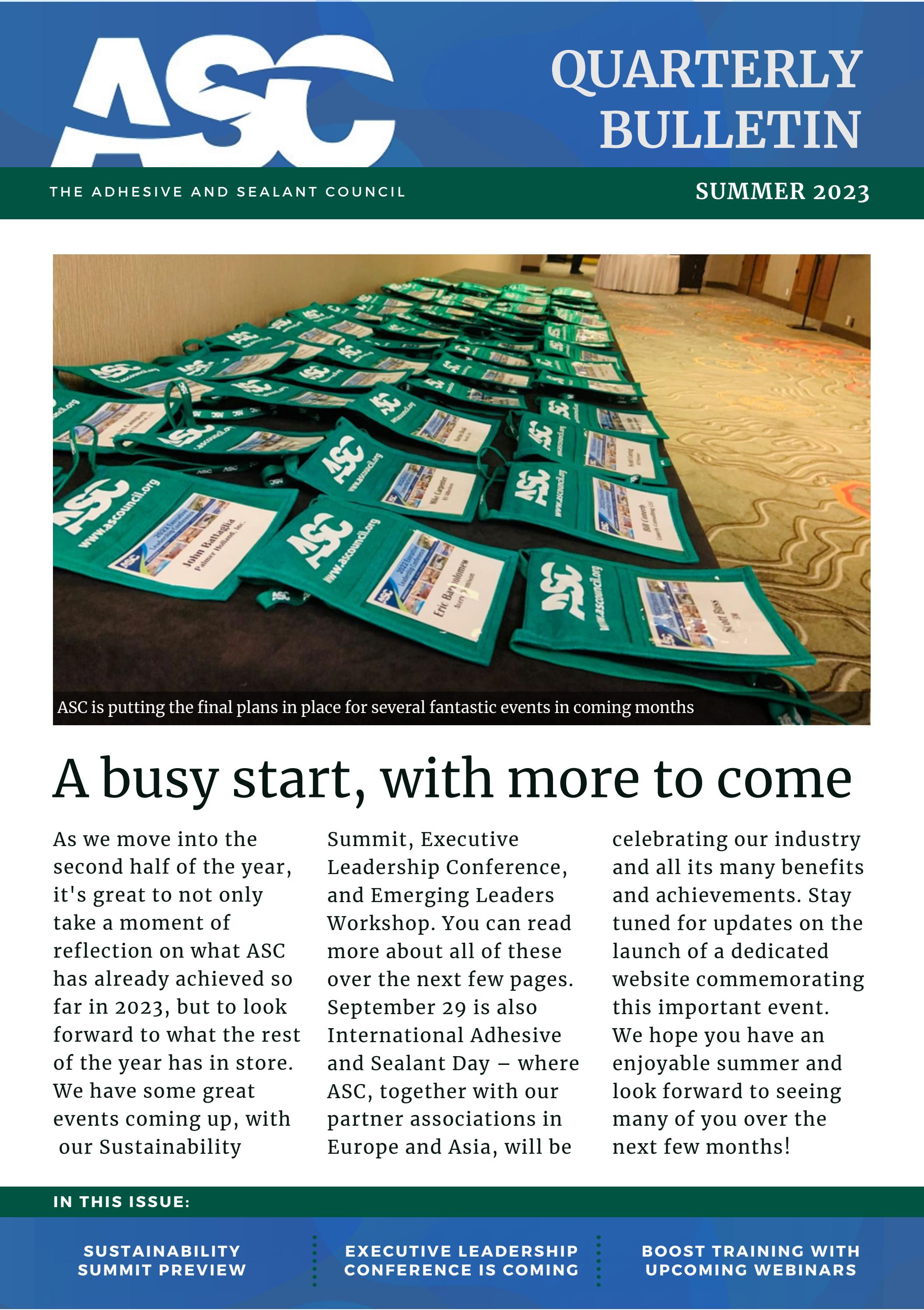 ASC Quarterly Bulletin ¦ Summer 2023 by The Adhesive & Sealant Council Issuu