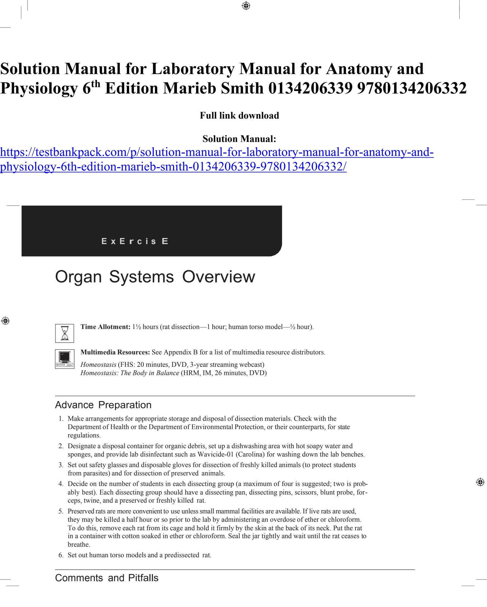 Solution manual for laboratory manual for anatomy and physiology 6th ...