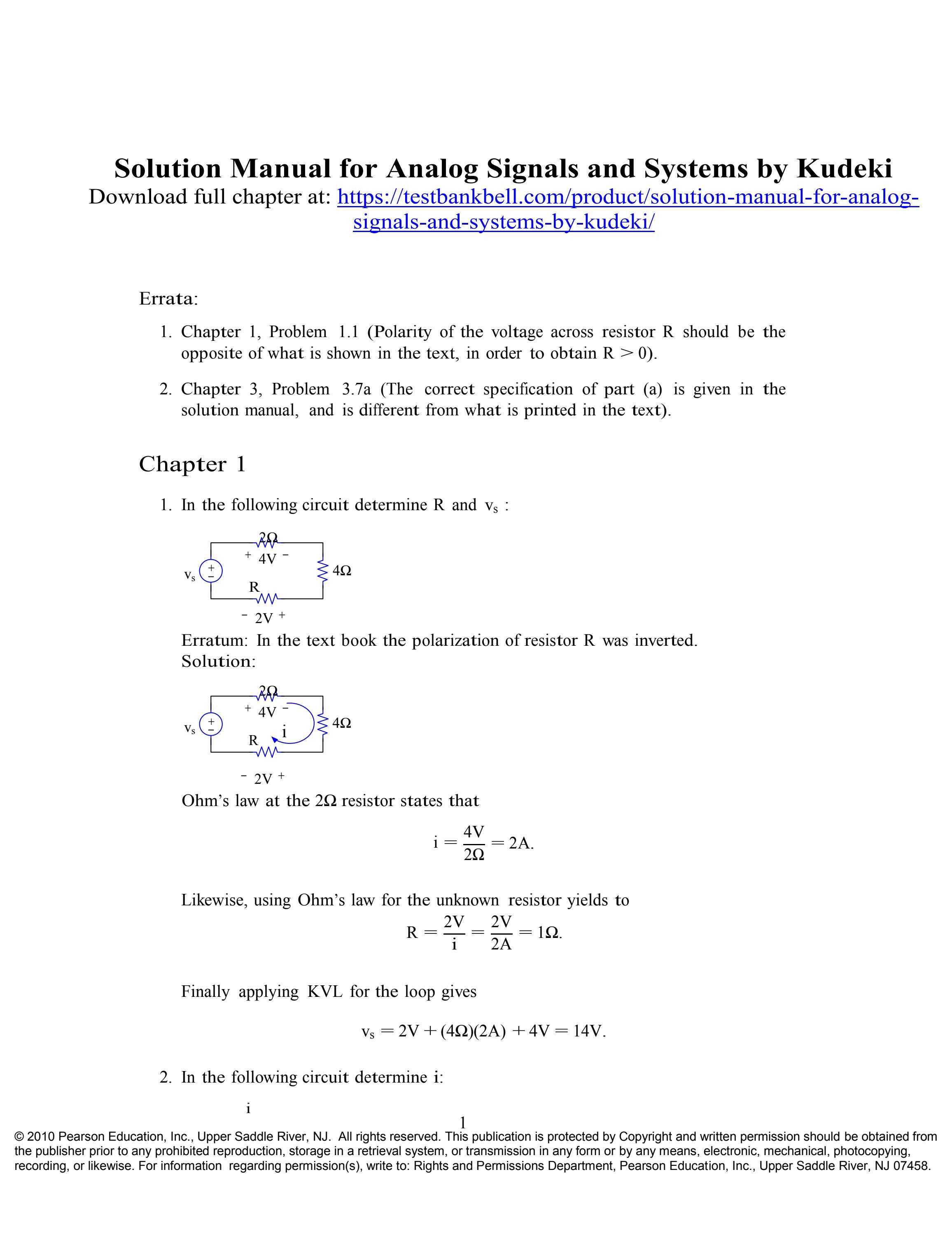 Solution manual for analog signals and systems by kudeki by eric