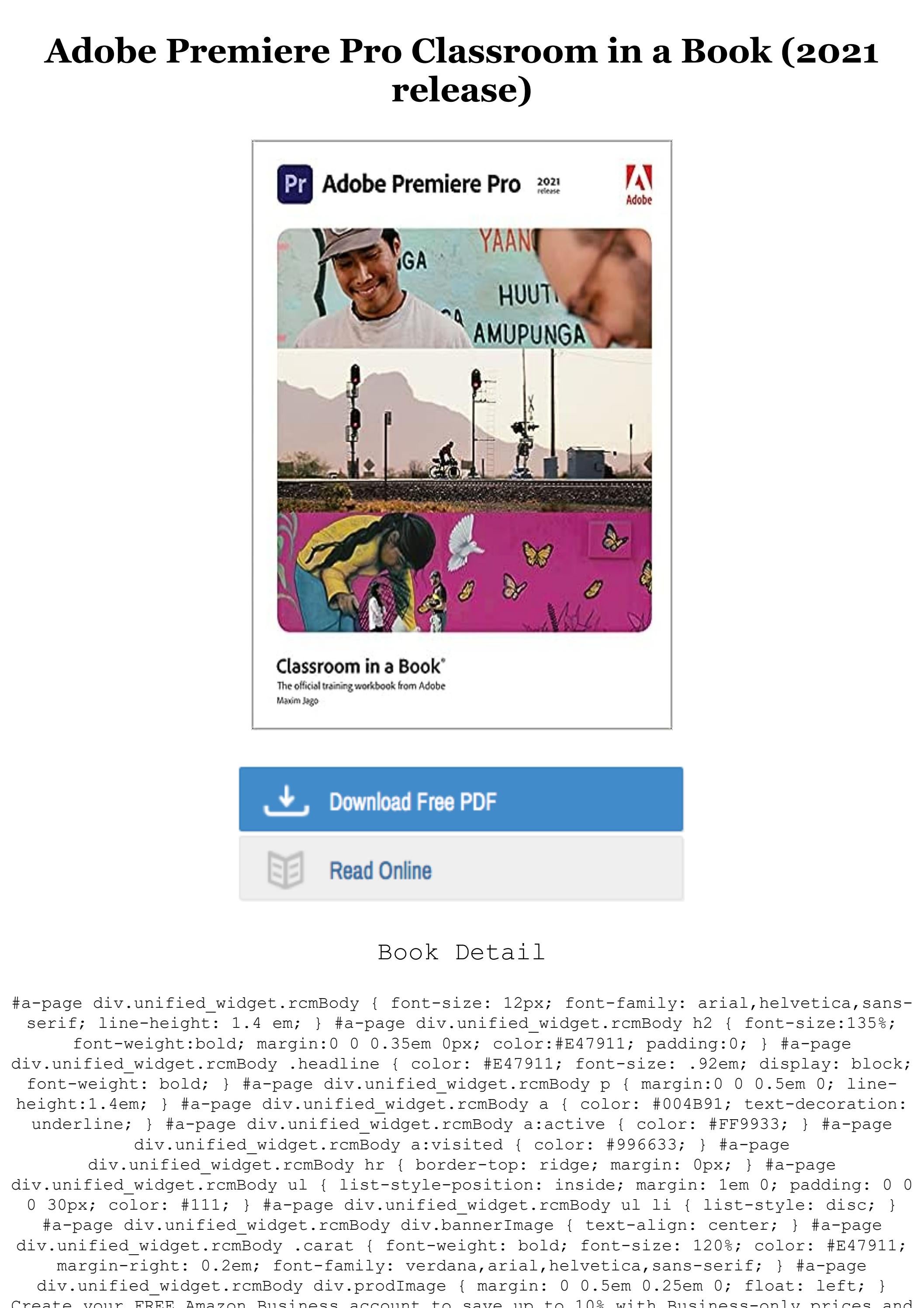 E-book download Adobe Premiere Pro Classroom in a Book (2021 release ...