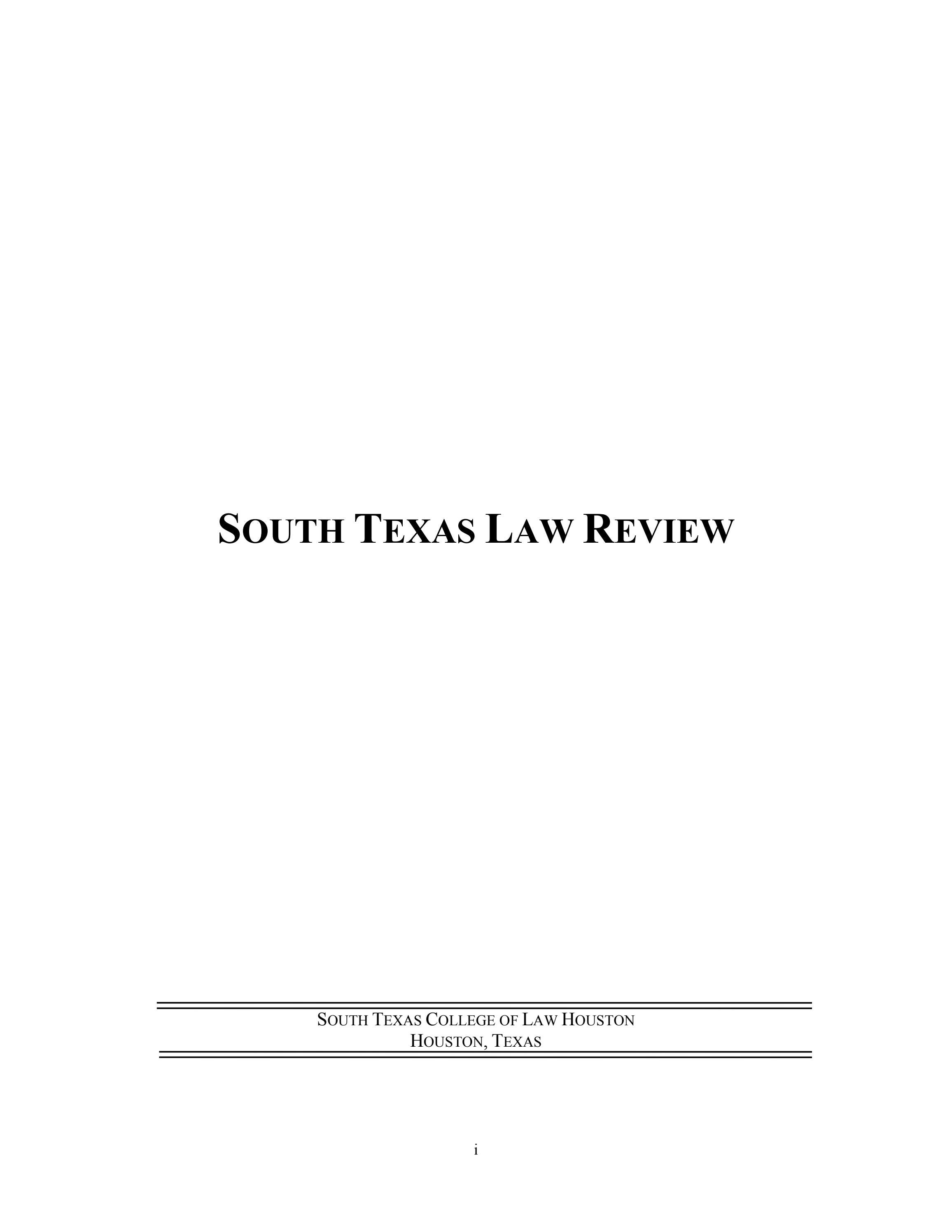 South Texas Law Review Vol.59 No.4 by South Texas College of Law