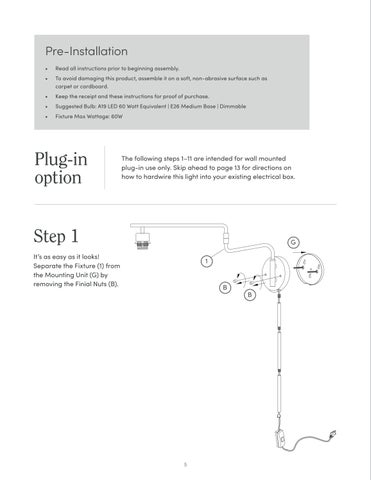nathanjameshome 灯饰目录 · Kai 壁灯 Instruction Sheet 第 5 页