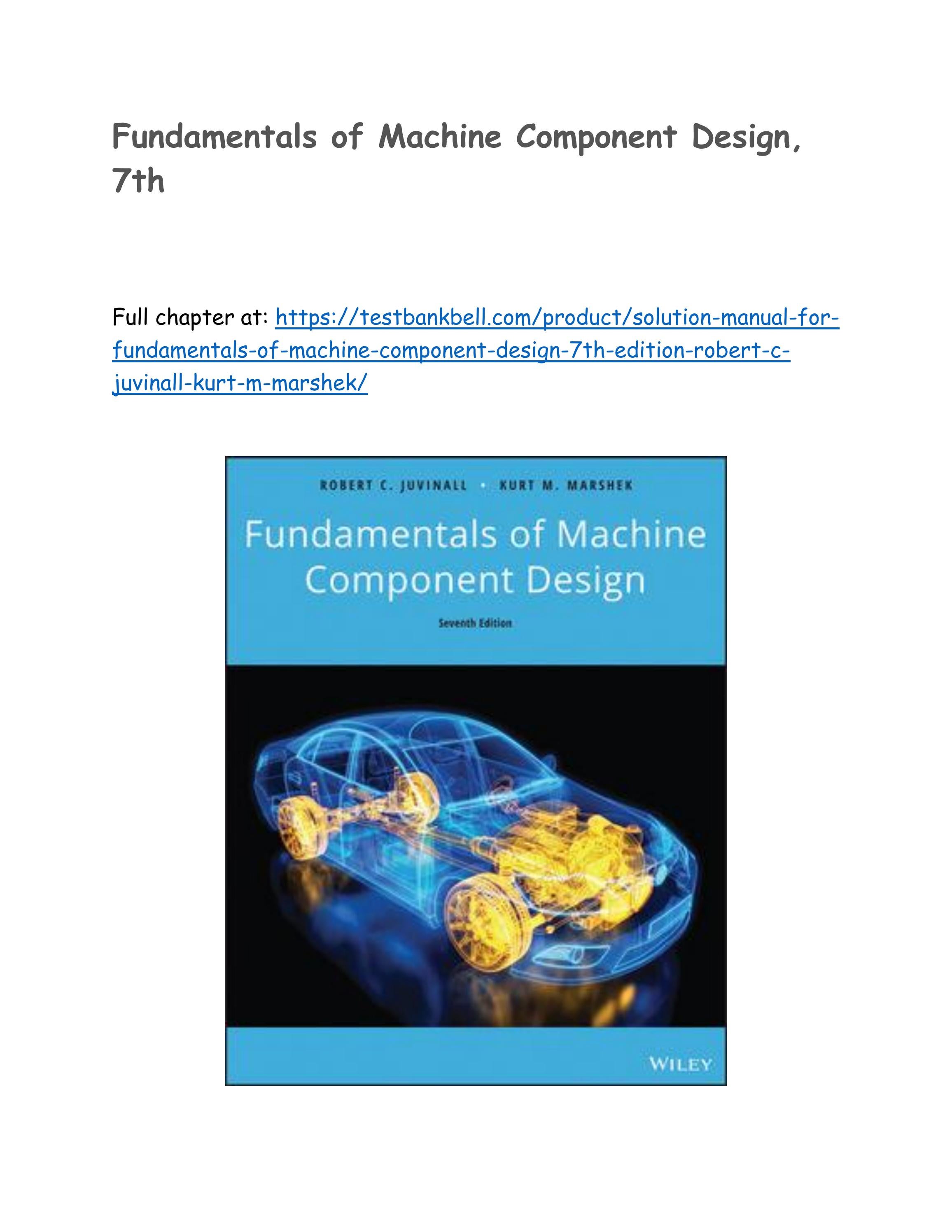 Solution manual for fundamentals of machine component design 7th