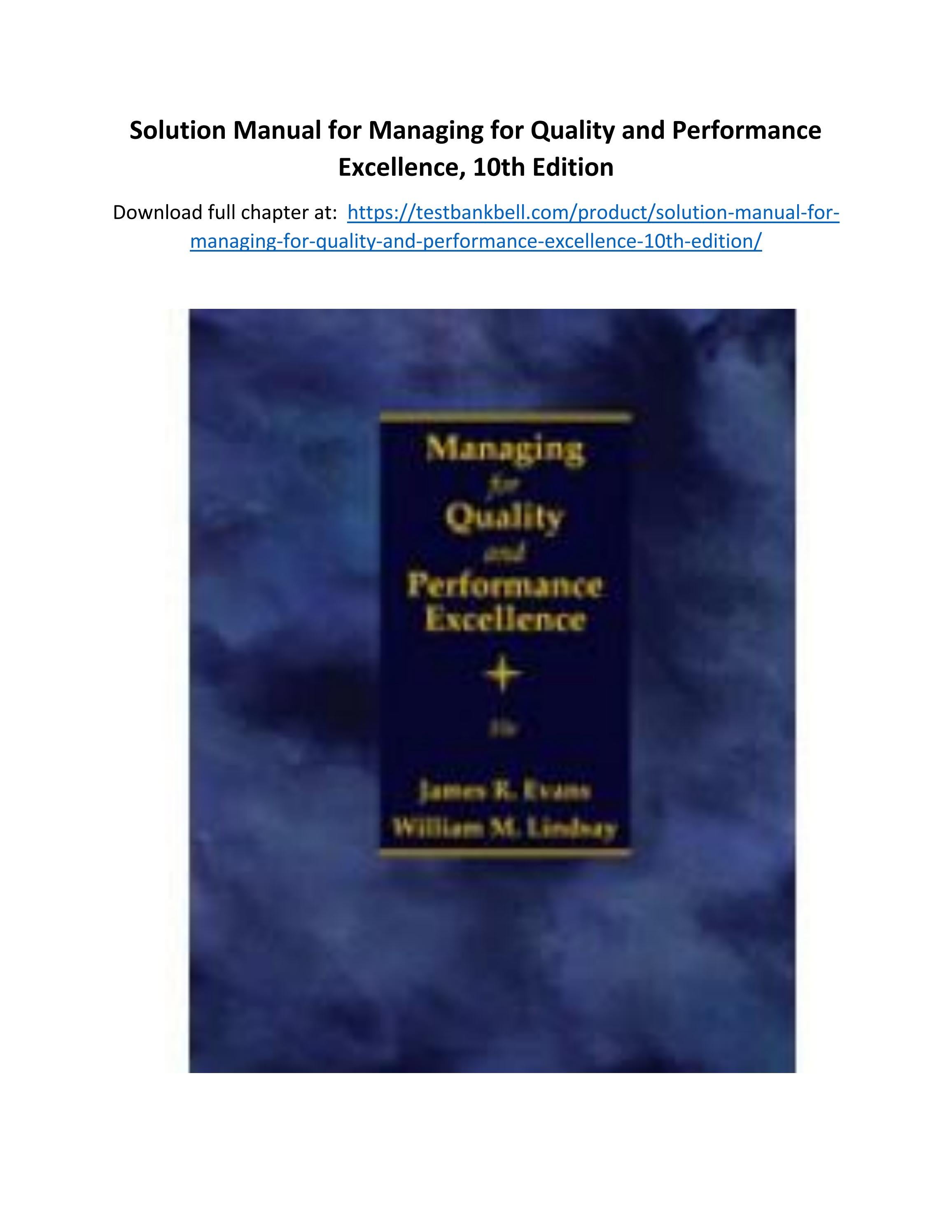 Solution manual for managing for quality and performance excellence ...