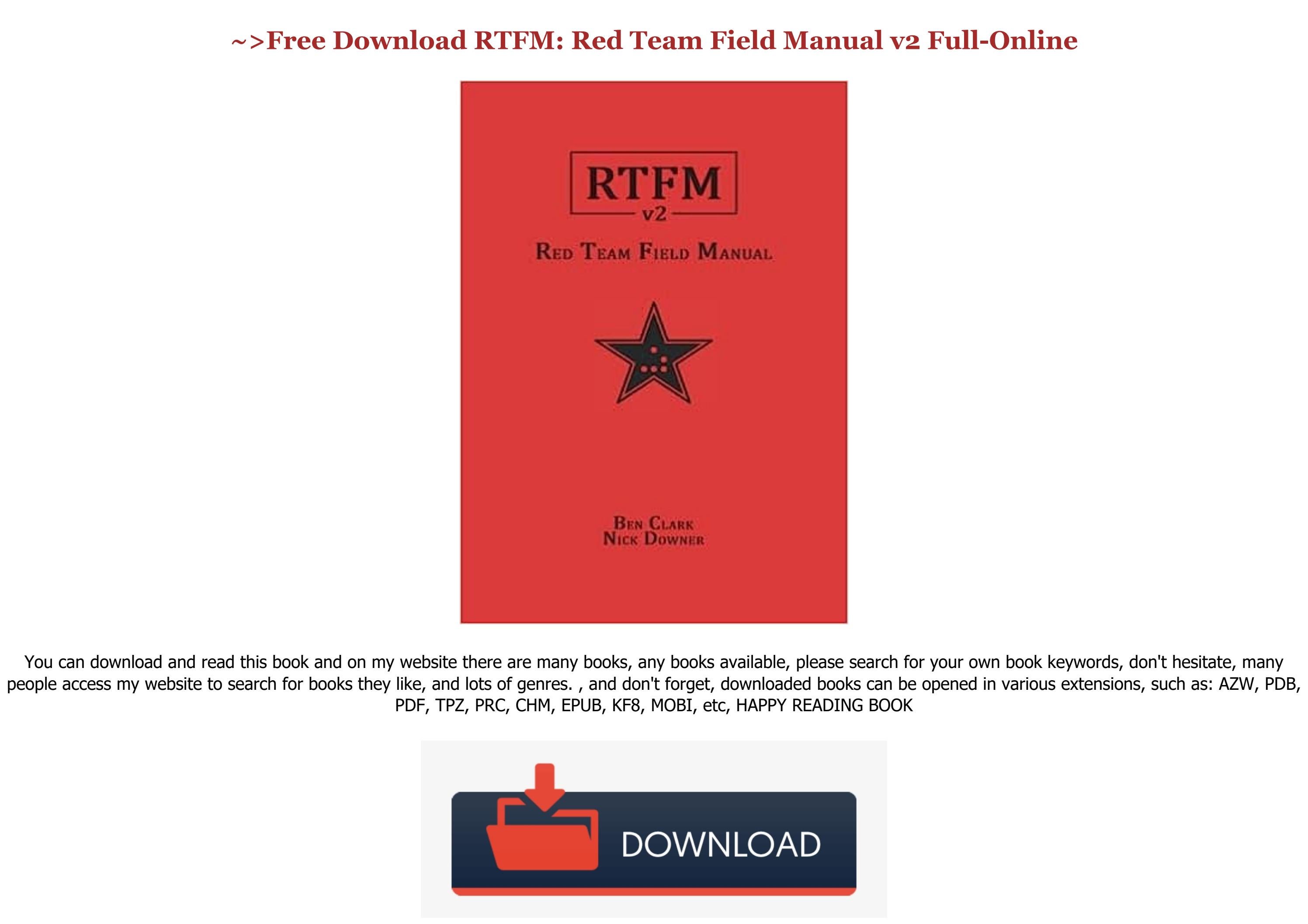 >Free Download RTFM Red Team Field Manual v2 Full AudioBook by