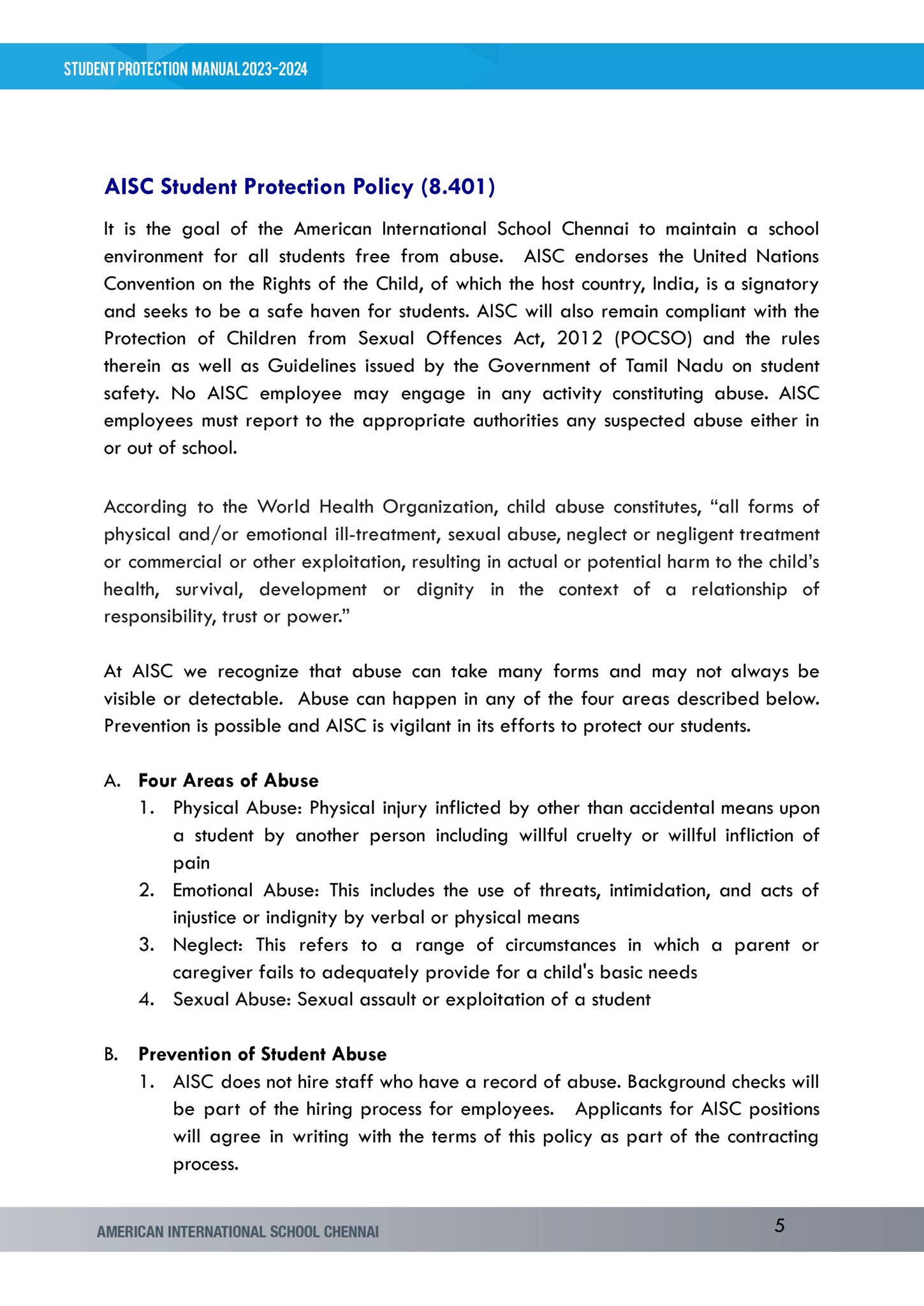 AISC Student Protection Manual 2023-24 by American International School ...