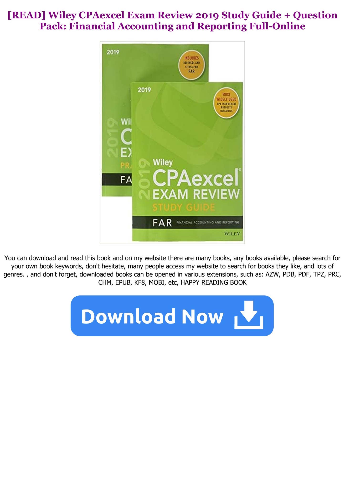 EBOOK] Wiley CPAexcel Exam Review 2019 Study Guide + Question Pack 