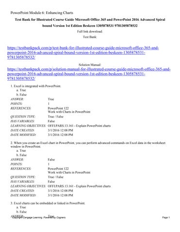 Test bank for illustrated course guide microsoft office 365 and ...