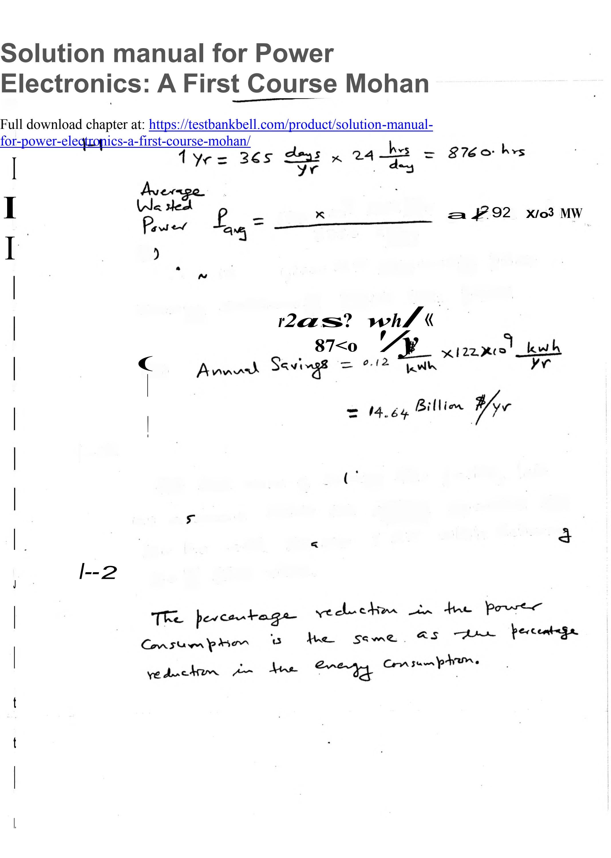 Solution manual for power electronics a first course mohan by carmel