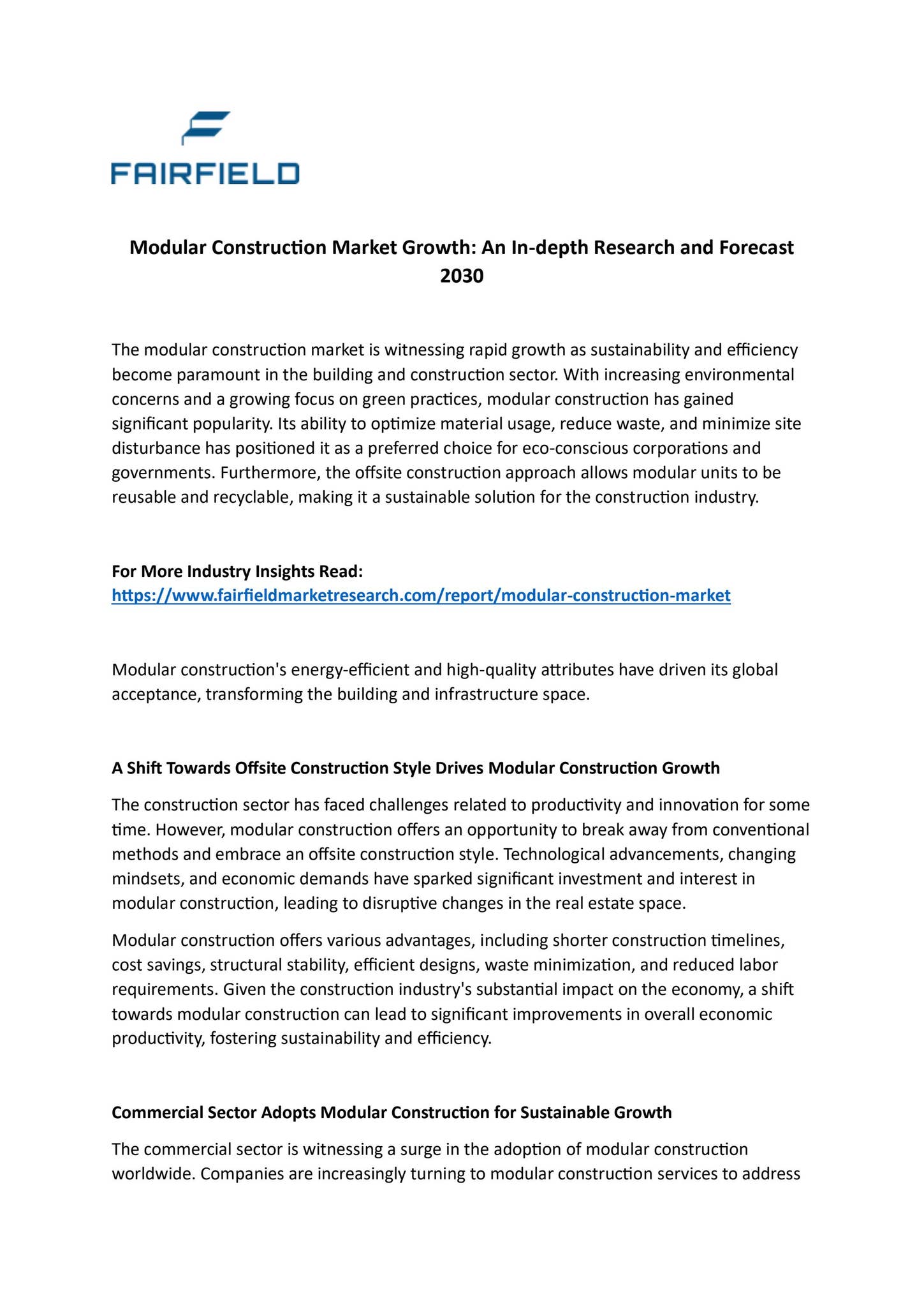 Modular Construction Market Size: Growth Analysis and Research 2030 by ...