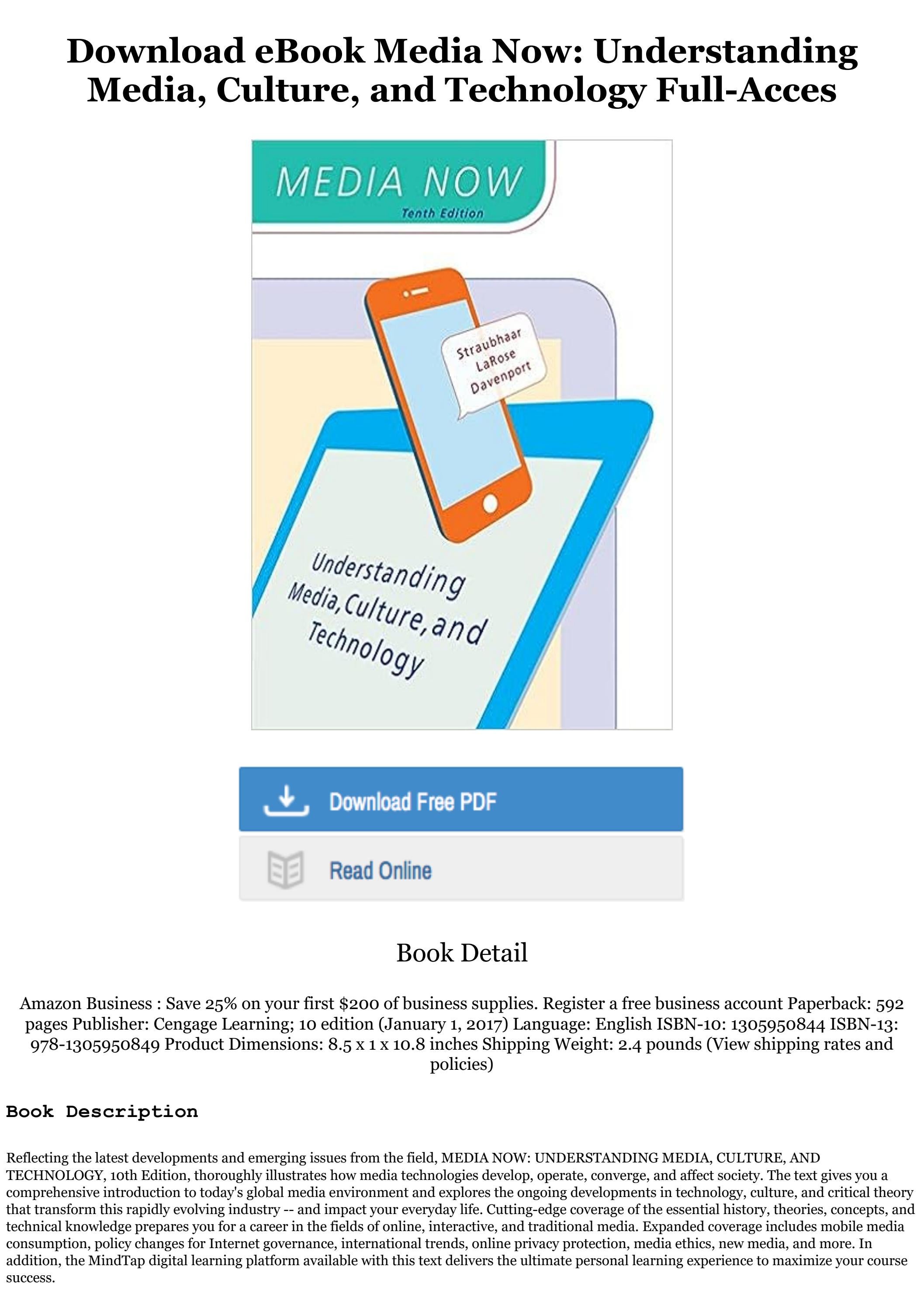 Read Ebook Media Now Understanding Media, Culture, and Technology