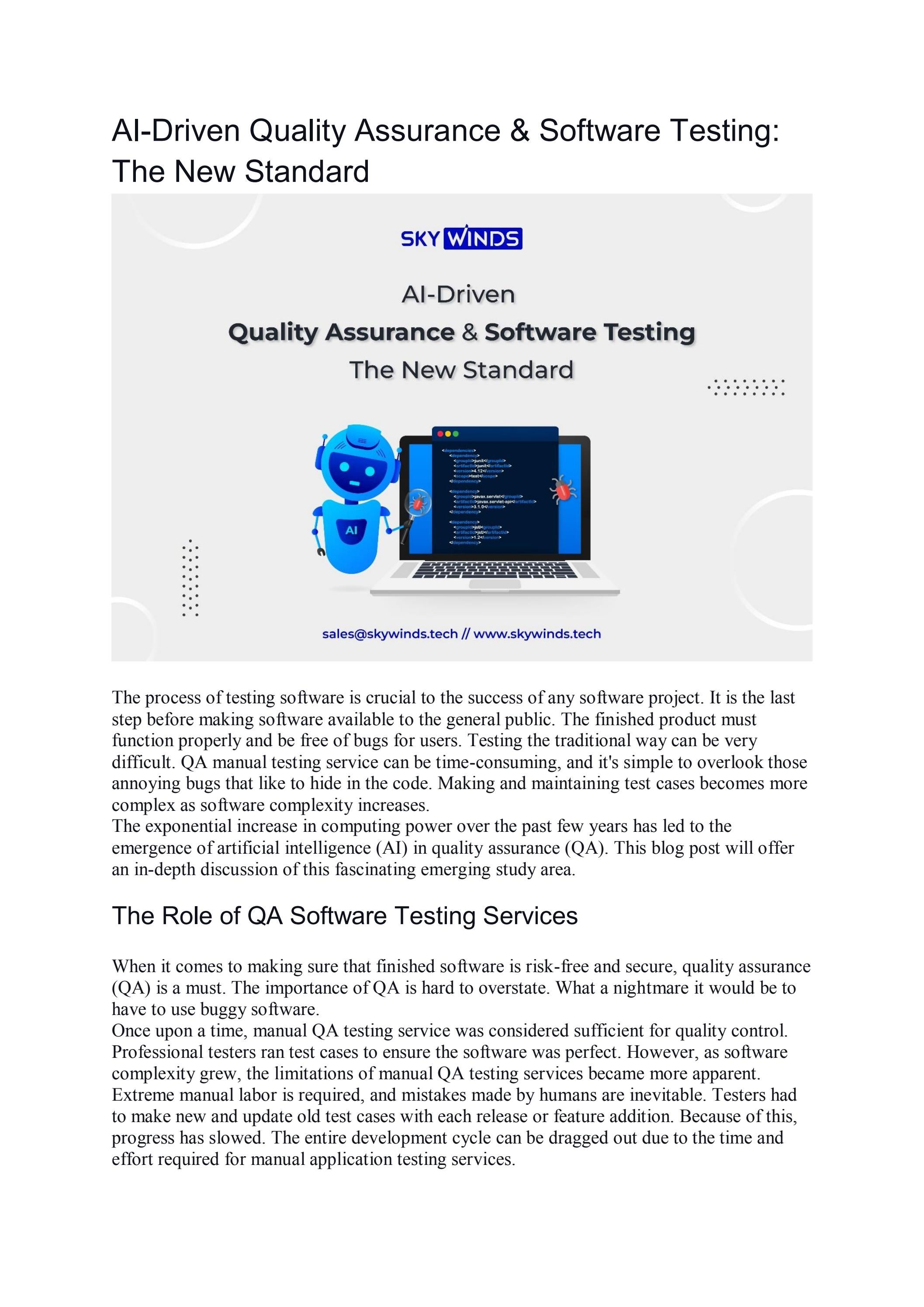 Ai Driven Quality Assurance Software Testing By Skywindsolution Issuu Ai Driven Quality Assurance Software Testing By Skywindsolution Issuu