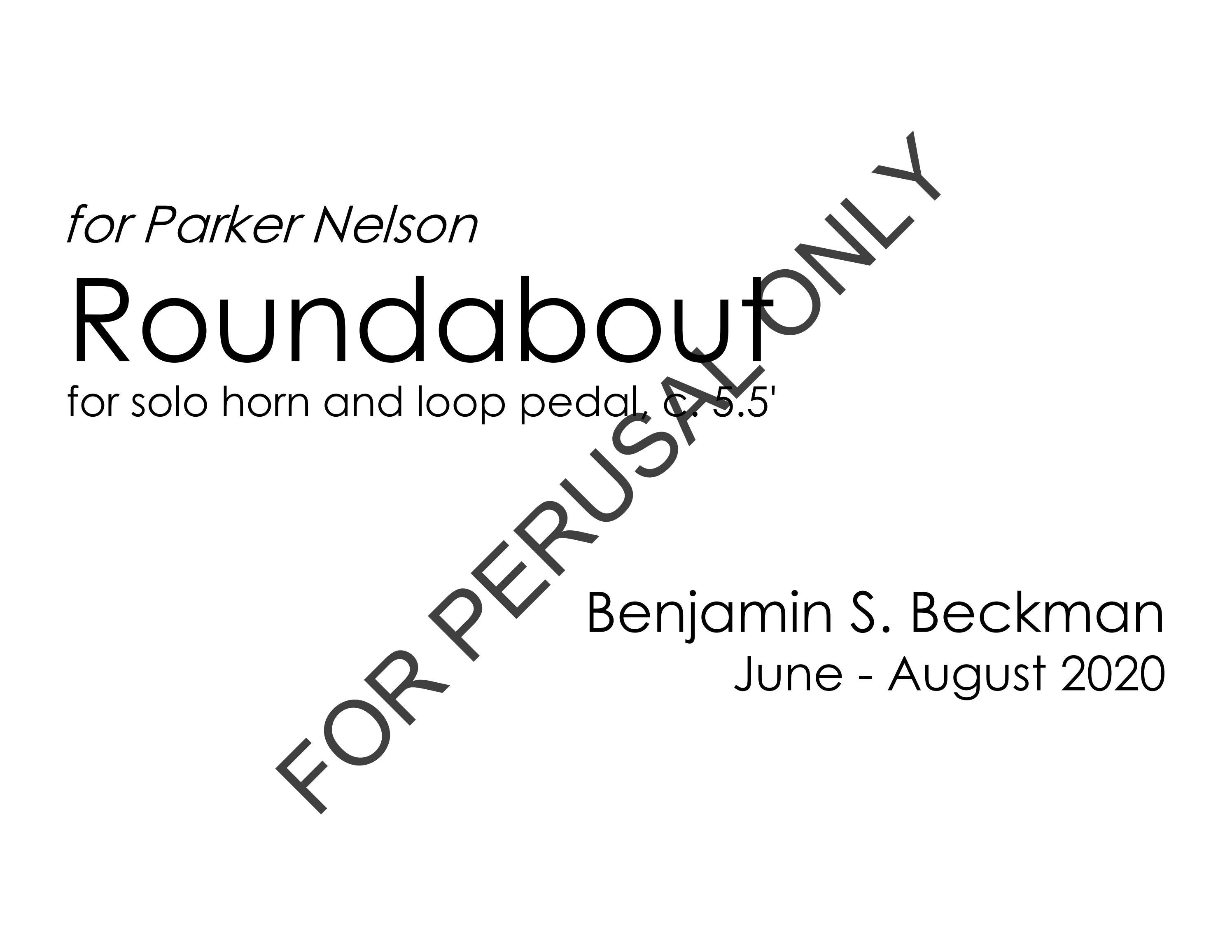 Beckman: Roundabout (2020) [PERUSAL COPY] by benjaminbeckman - Issuu