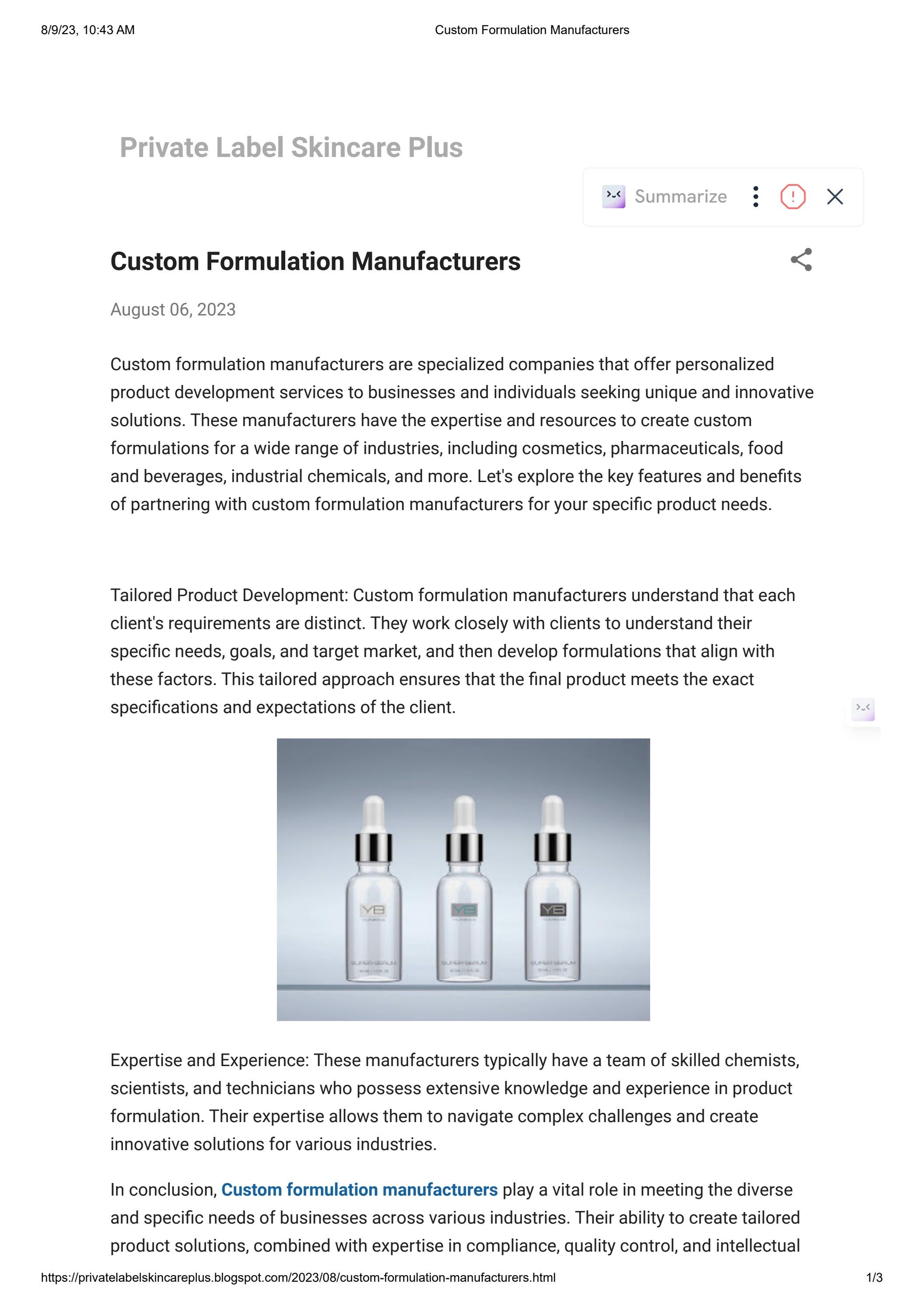 Custom Formulation Manufacturers by privateLableskincareplus Issuu